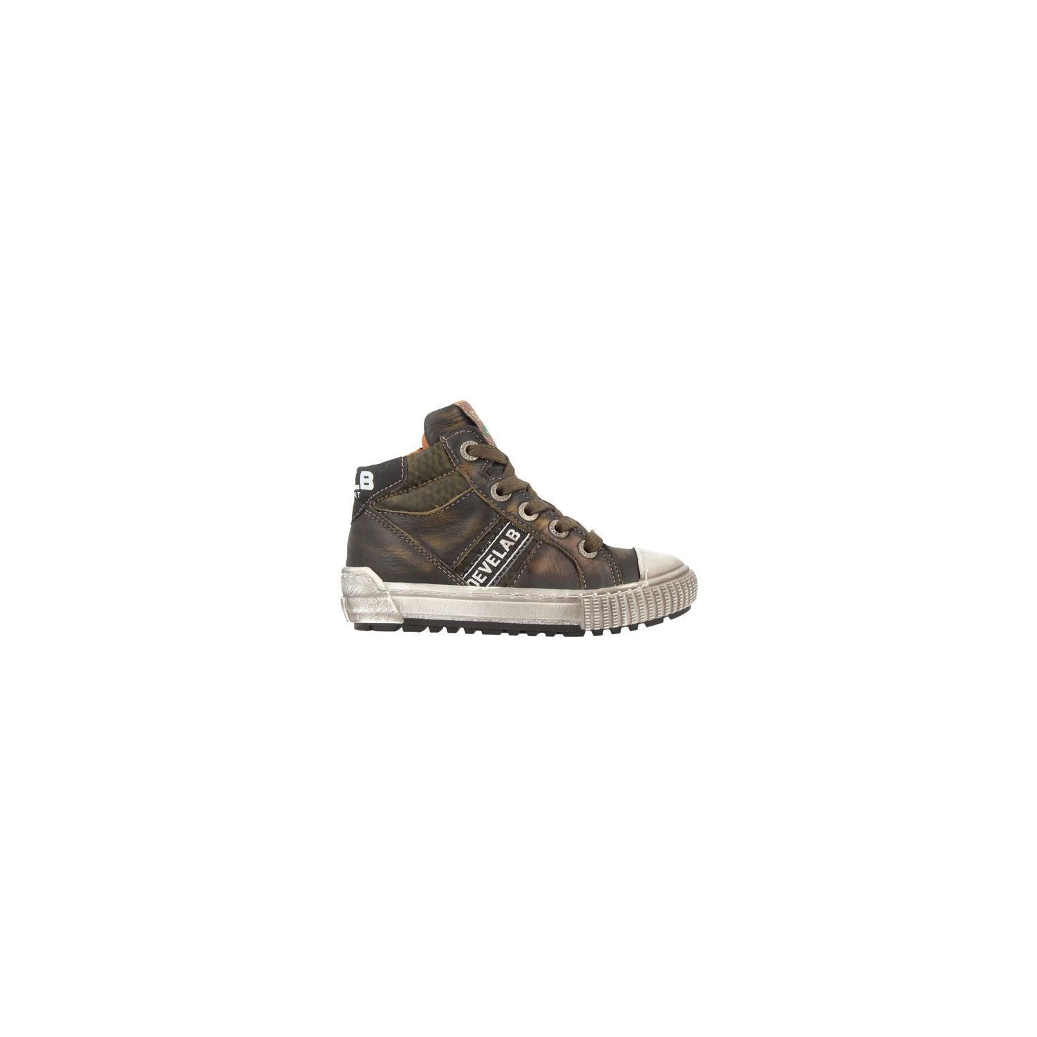 Develab Boys Mid Cut Sneaker Laces Kaki Brushed