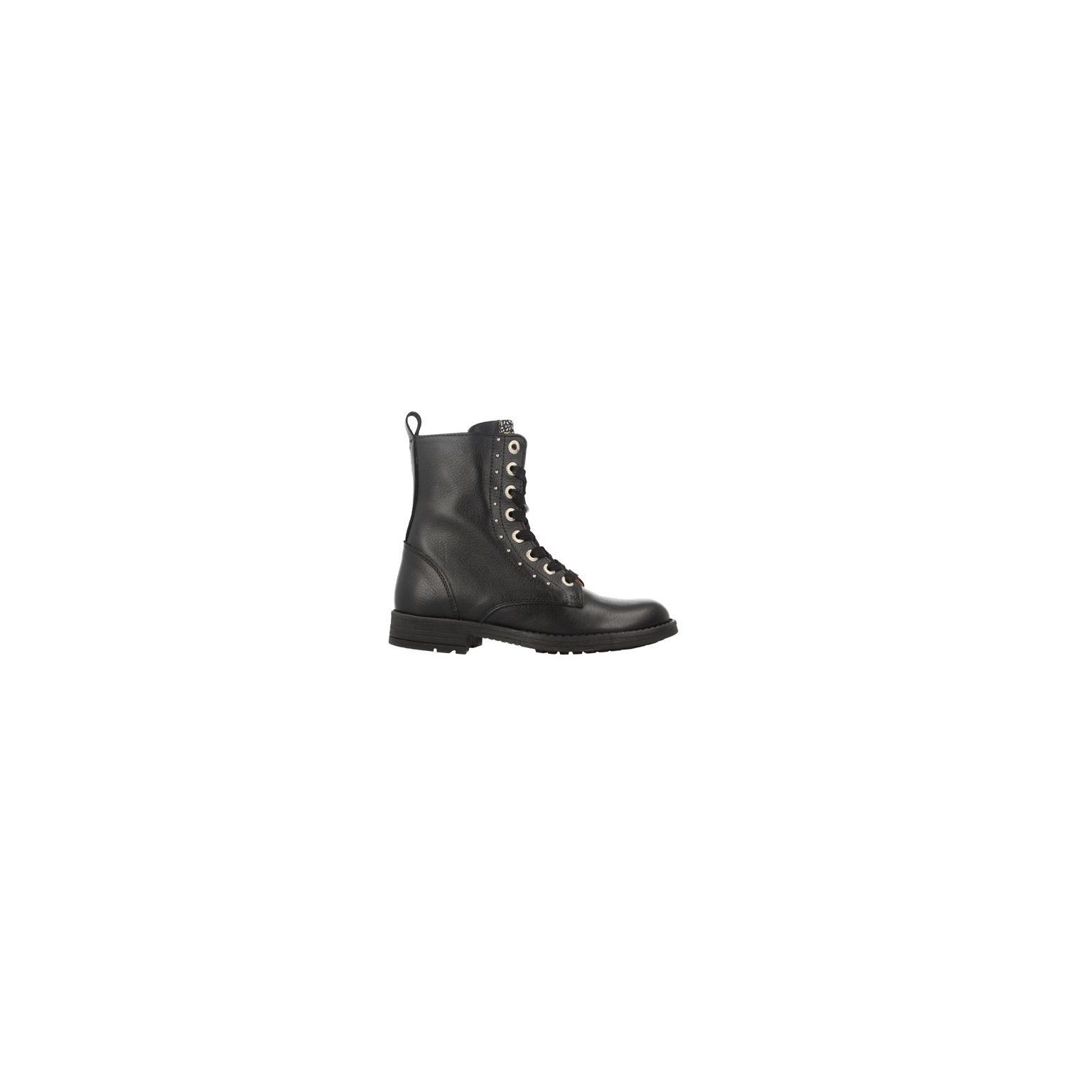 Develab Girls Mid Boot Laces Black Nappa