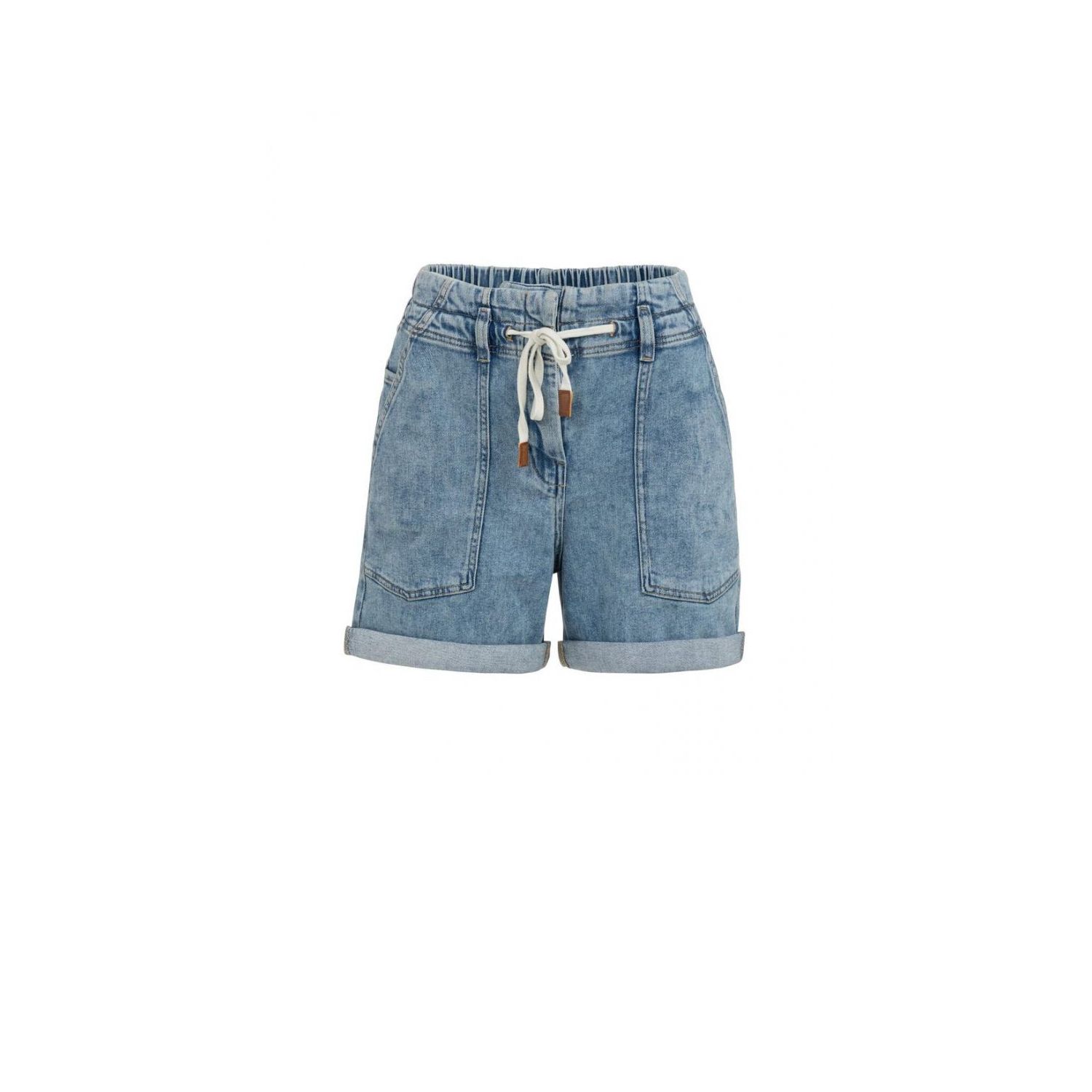 YAYA Denim short met koordsluiting mid blue denim
