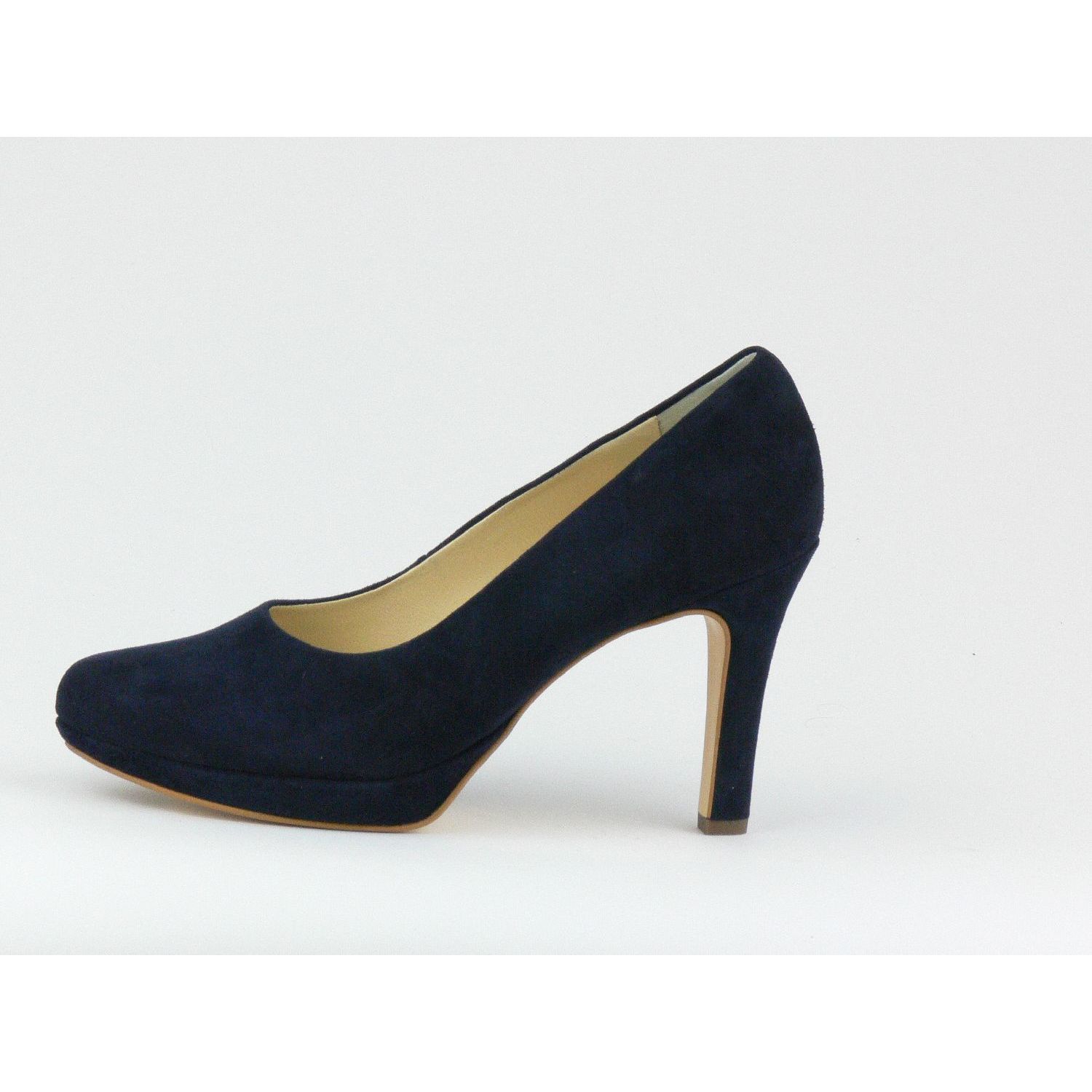 PaulGreen hoge plateau pump suede blauw