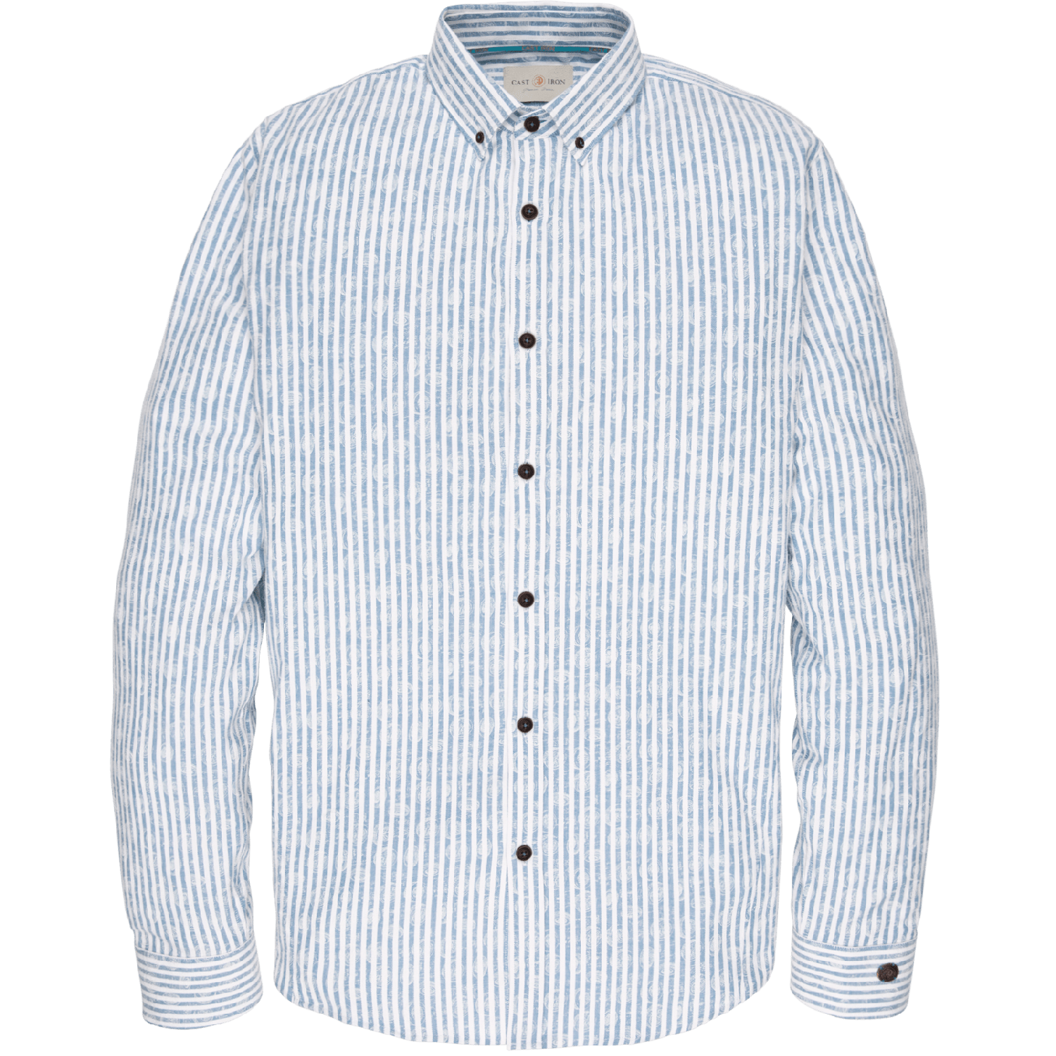 Cast iron l/s shirt cf print scribble stripe blue