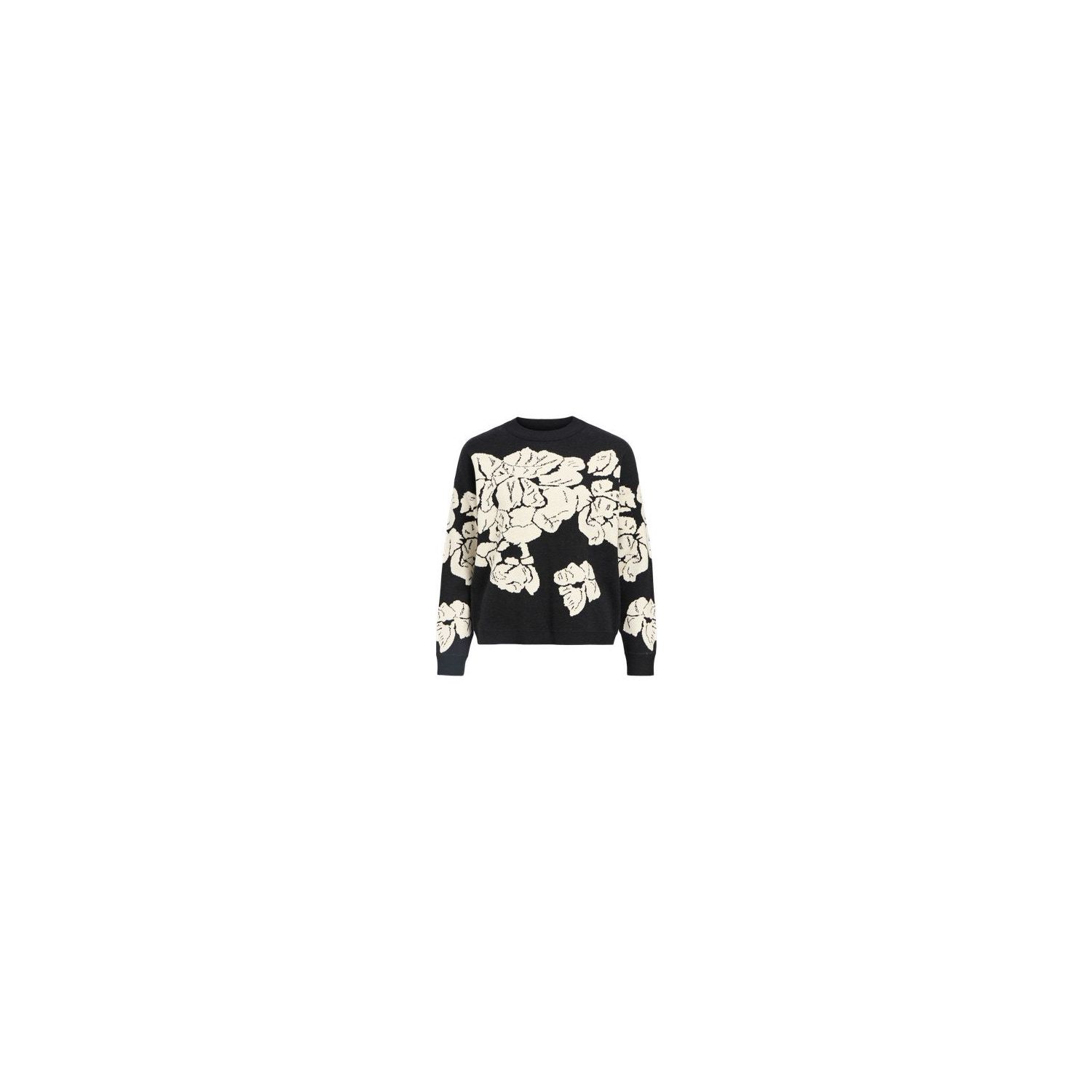 Object objray knit pullover aop black sand flower