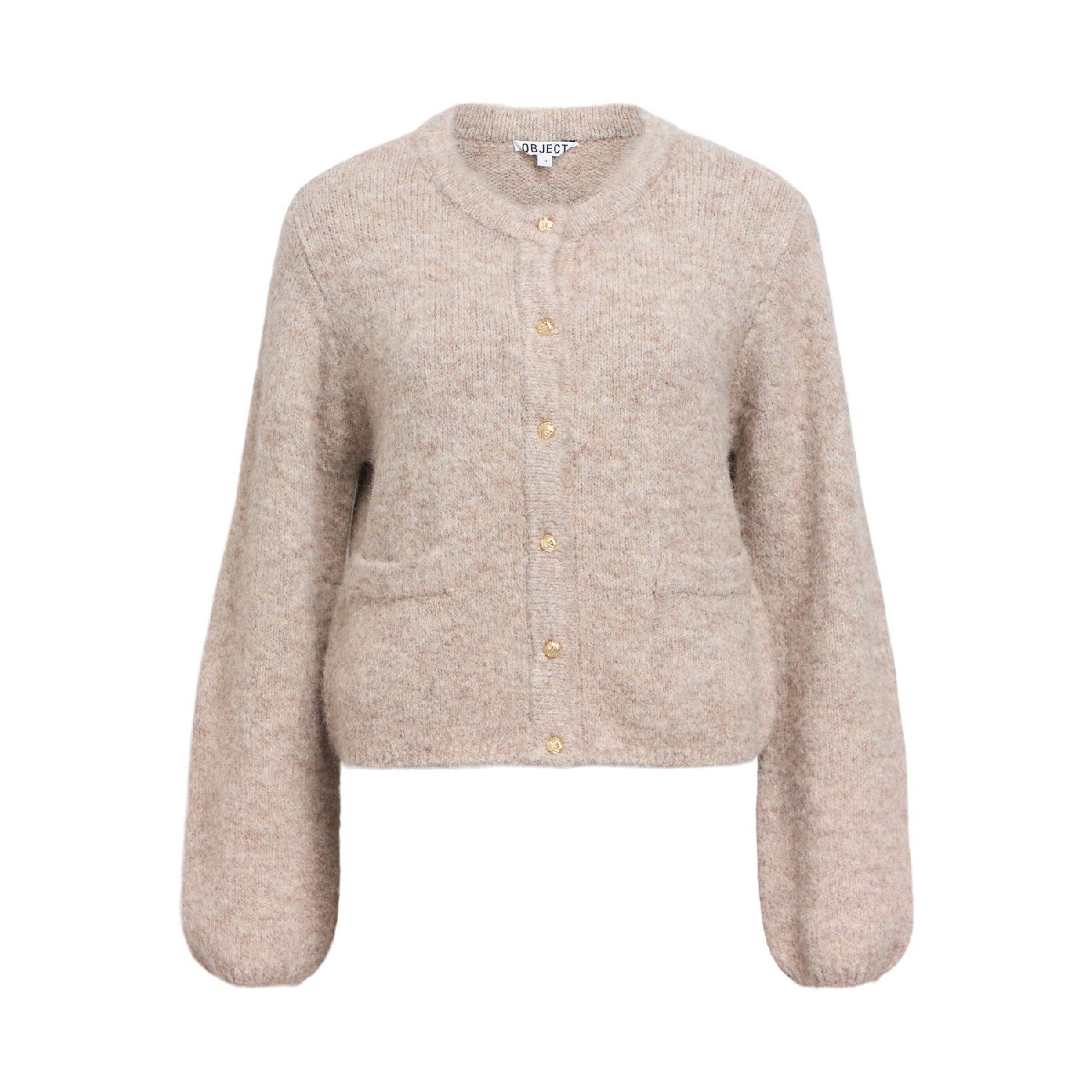 Object objsaggia re l/s knit cardigan noos humus