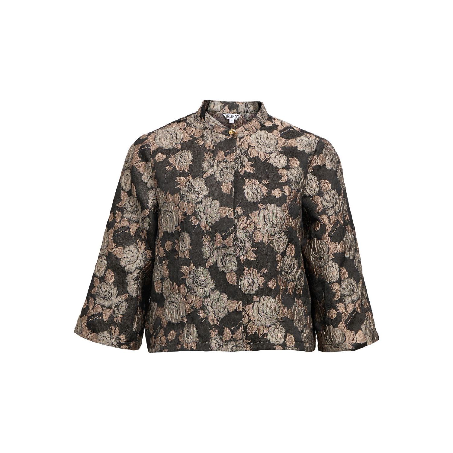 Object objjuna 3/4 re highneck shirt black brown