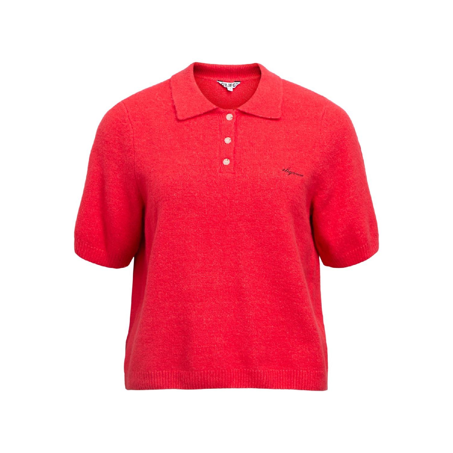 Object objdebbie s/s re knit polo poinsettia