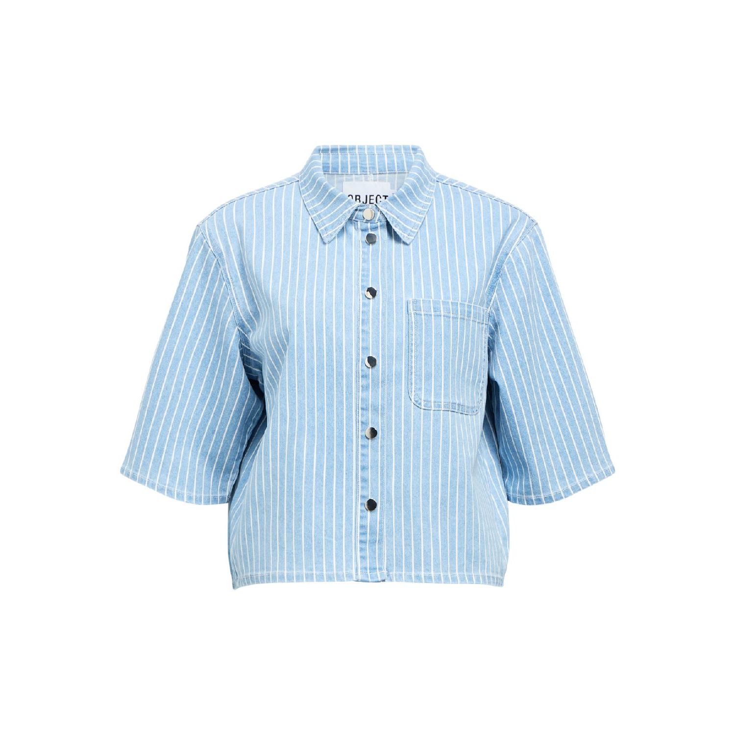 Object objsanni 2/4 denim shirt light blue denim