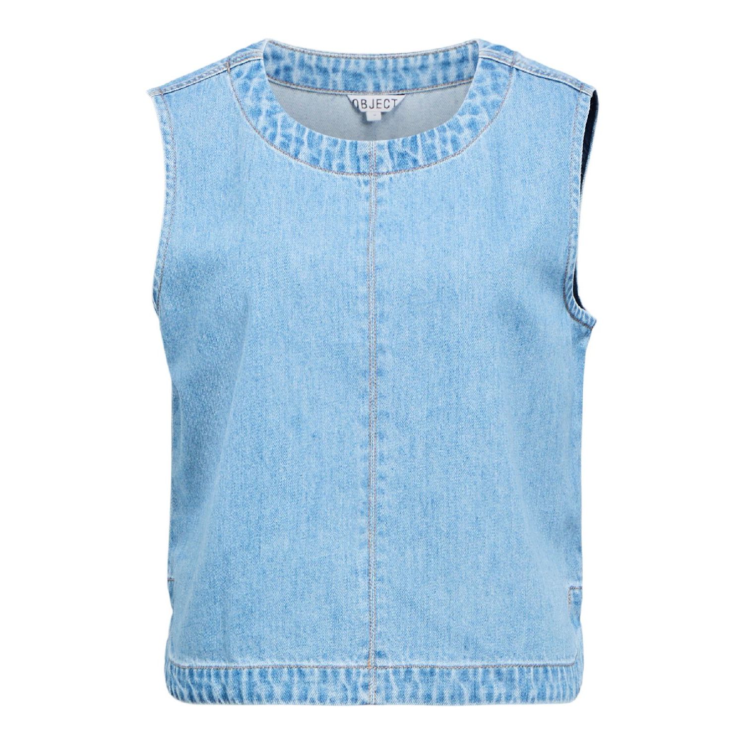 Object objrosie s/l denim top div light blue denim