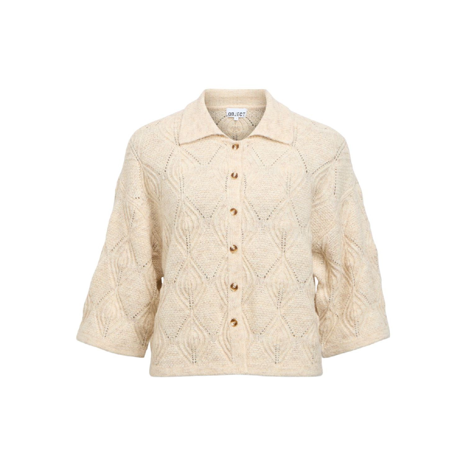 Object objkaisa flora 3/4 knit cardigan birch