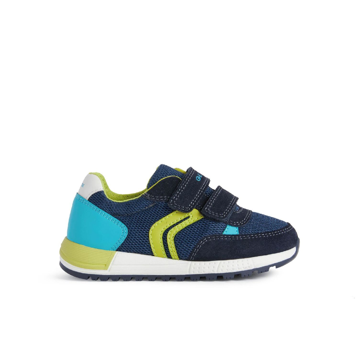 Geox B Alben Boy Mesh Suede Navy Lime