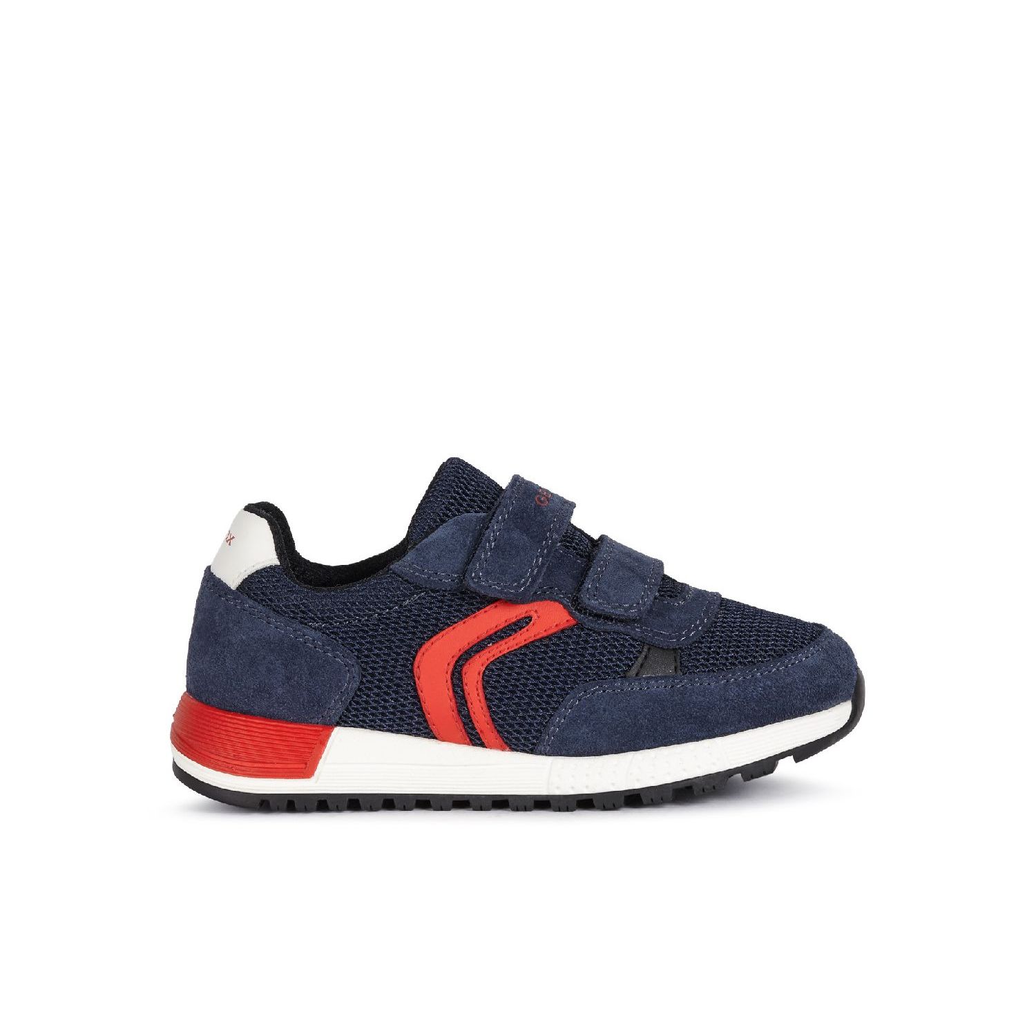 Geox B Alben Boy Mesh Suede Navy Red