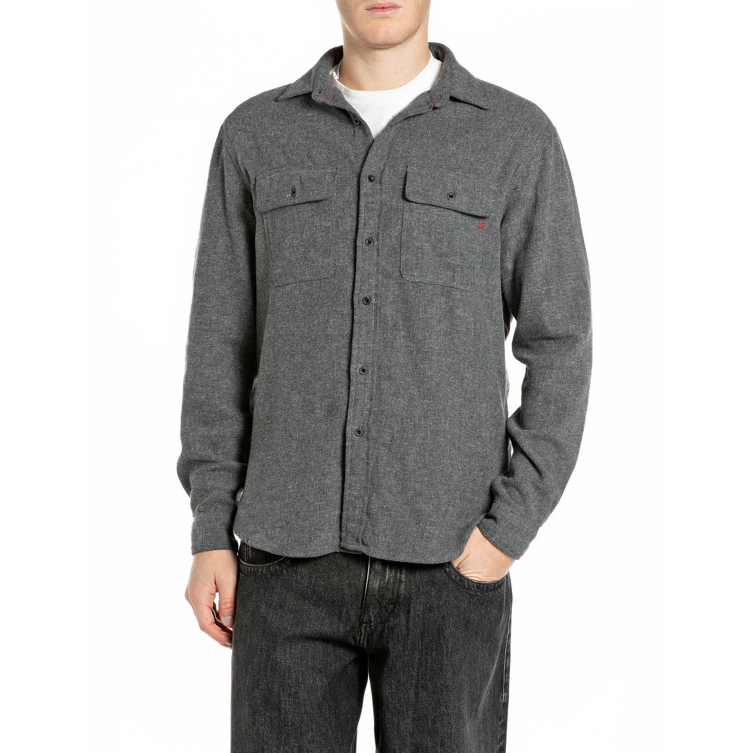 Replay m105u overhemd regular iron melange