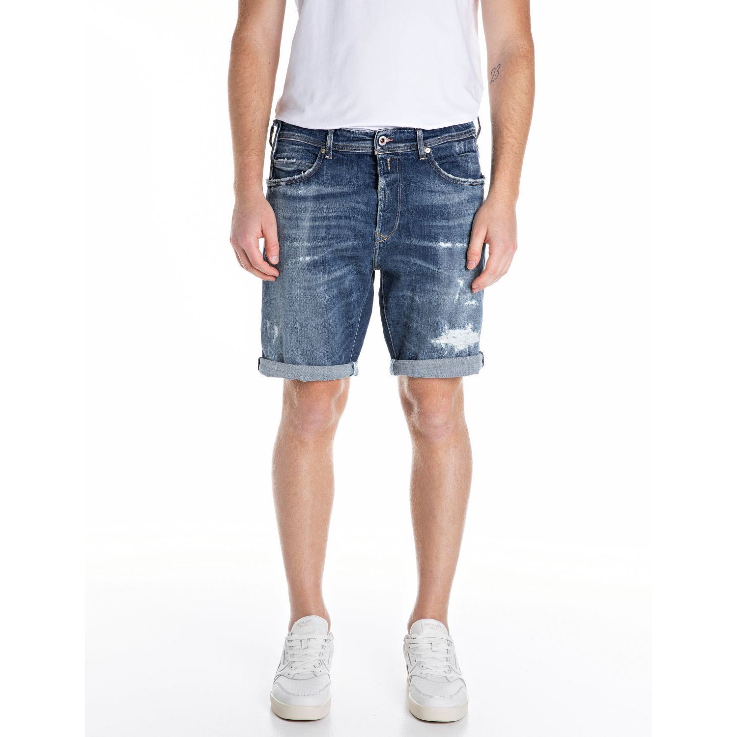 Replay rbj981q denim short medium blue
