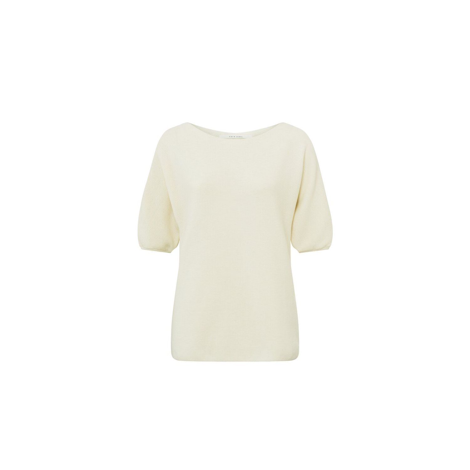Yaya sweater boatneck puff sleeves ivory white