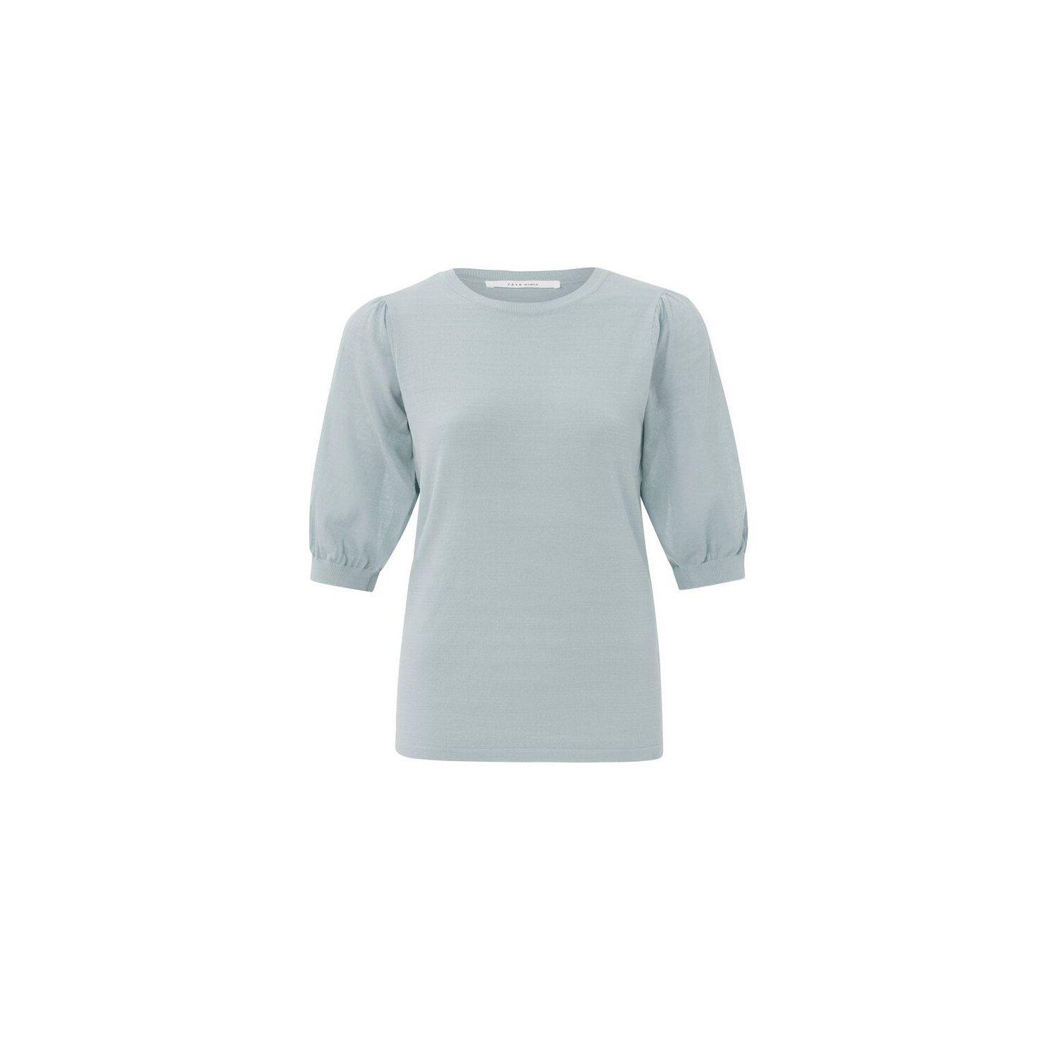 YAYA fine yarn puff sleeve sweater pearl blue