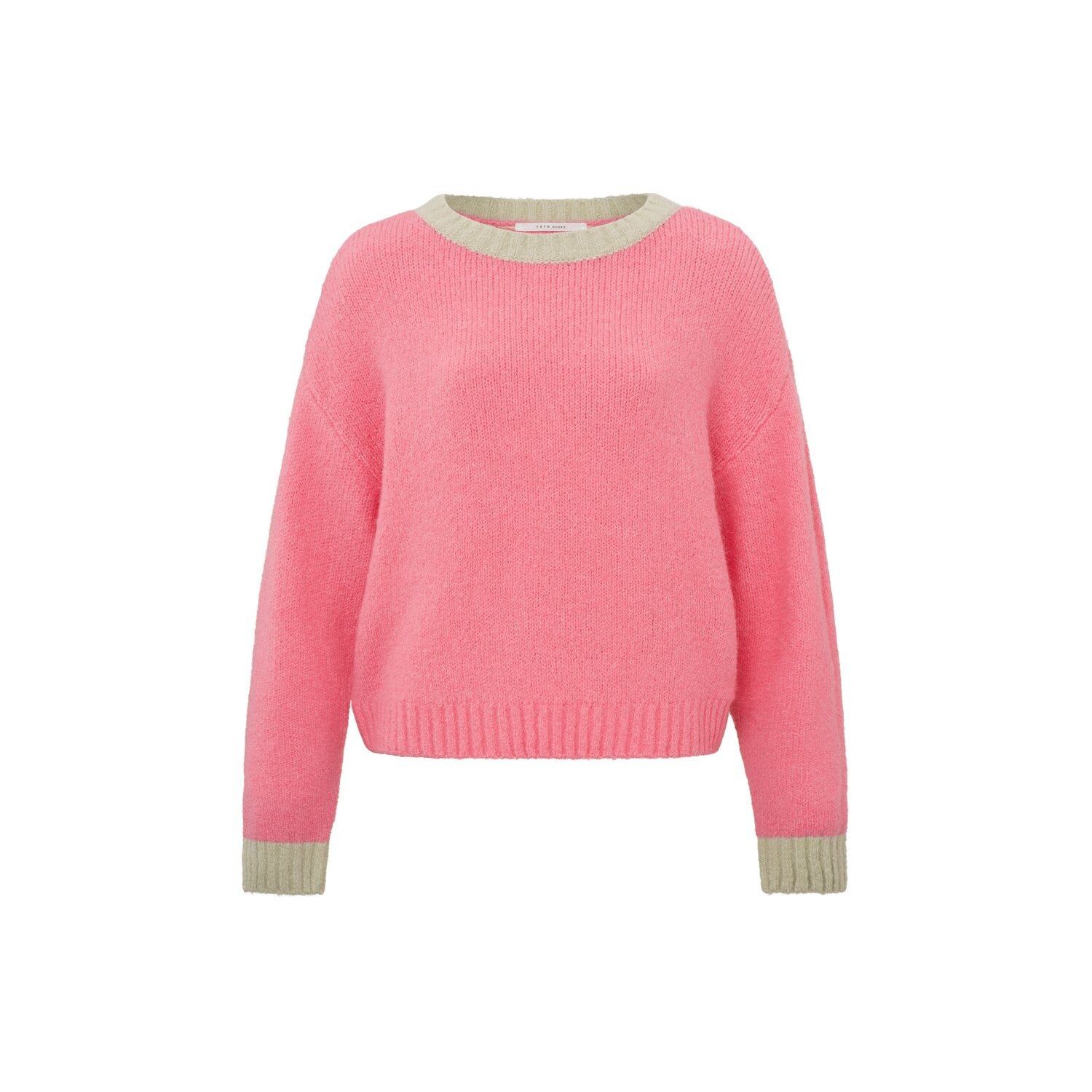 Yaya contrast color sweater l/s morning glory pink
