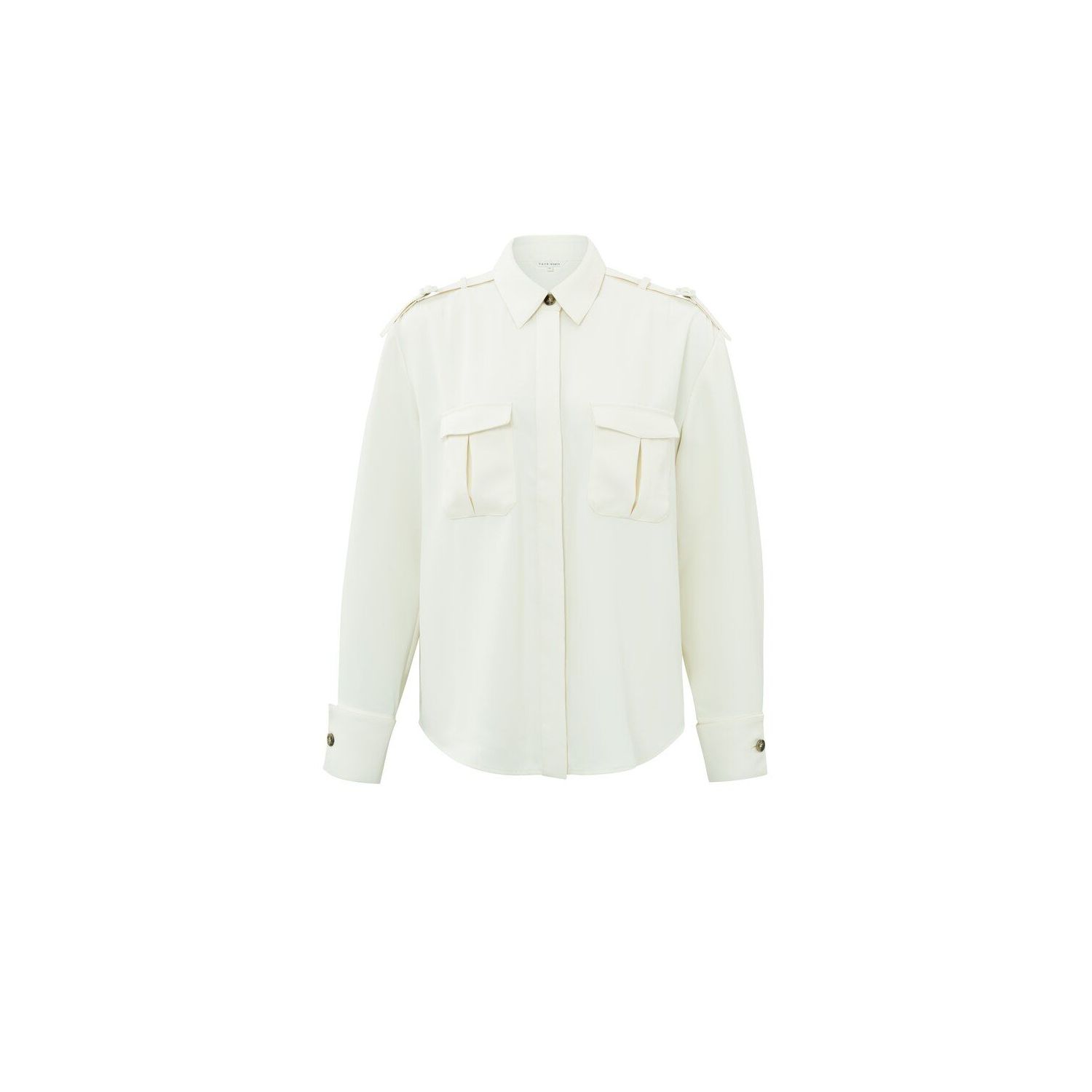 Yaya cargo blouse with epaulettes ivory white