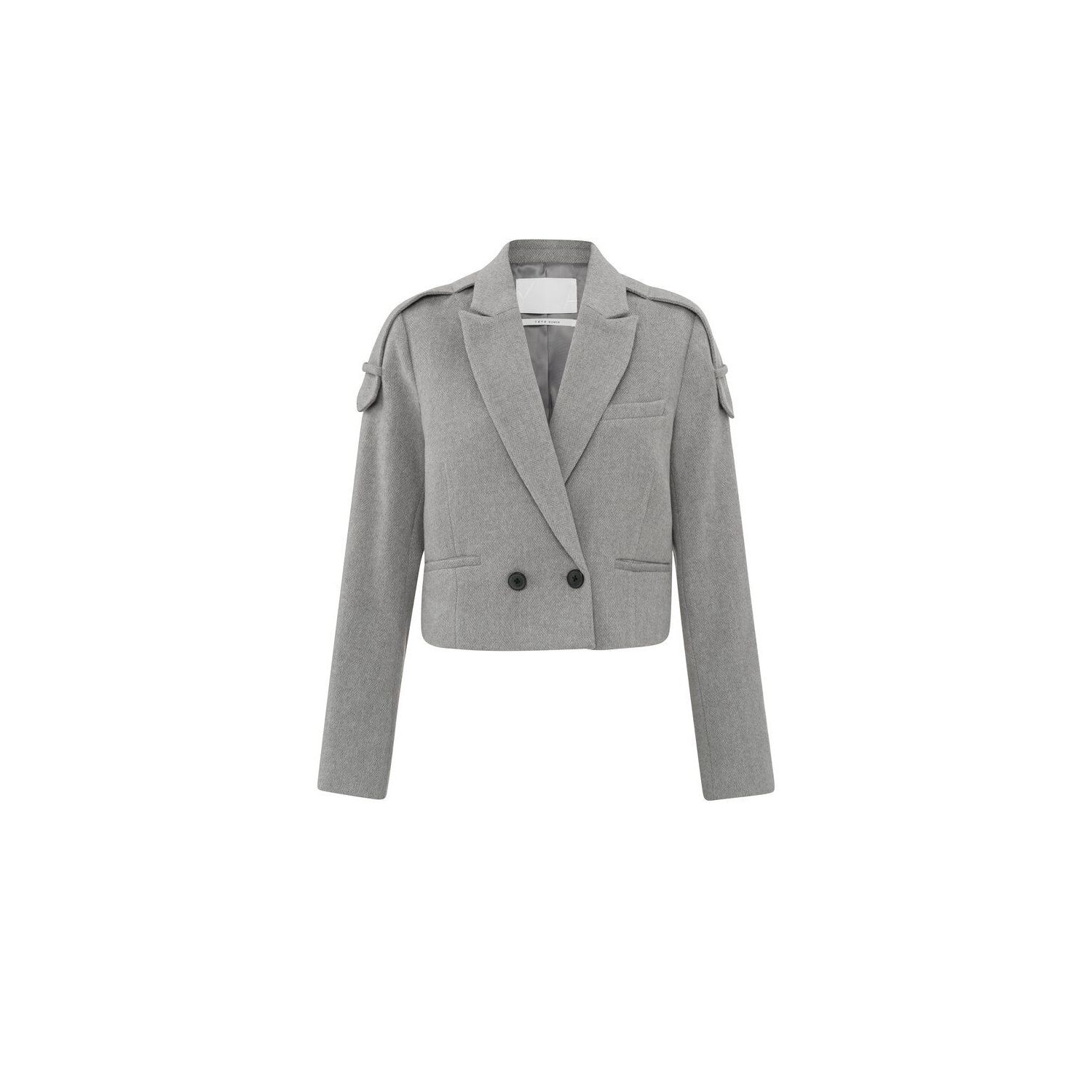 Yaya soft herringbone cropped blazer grey