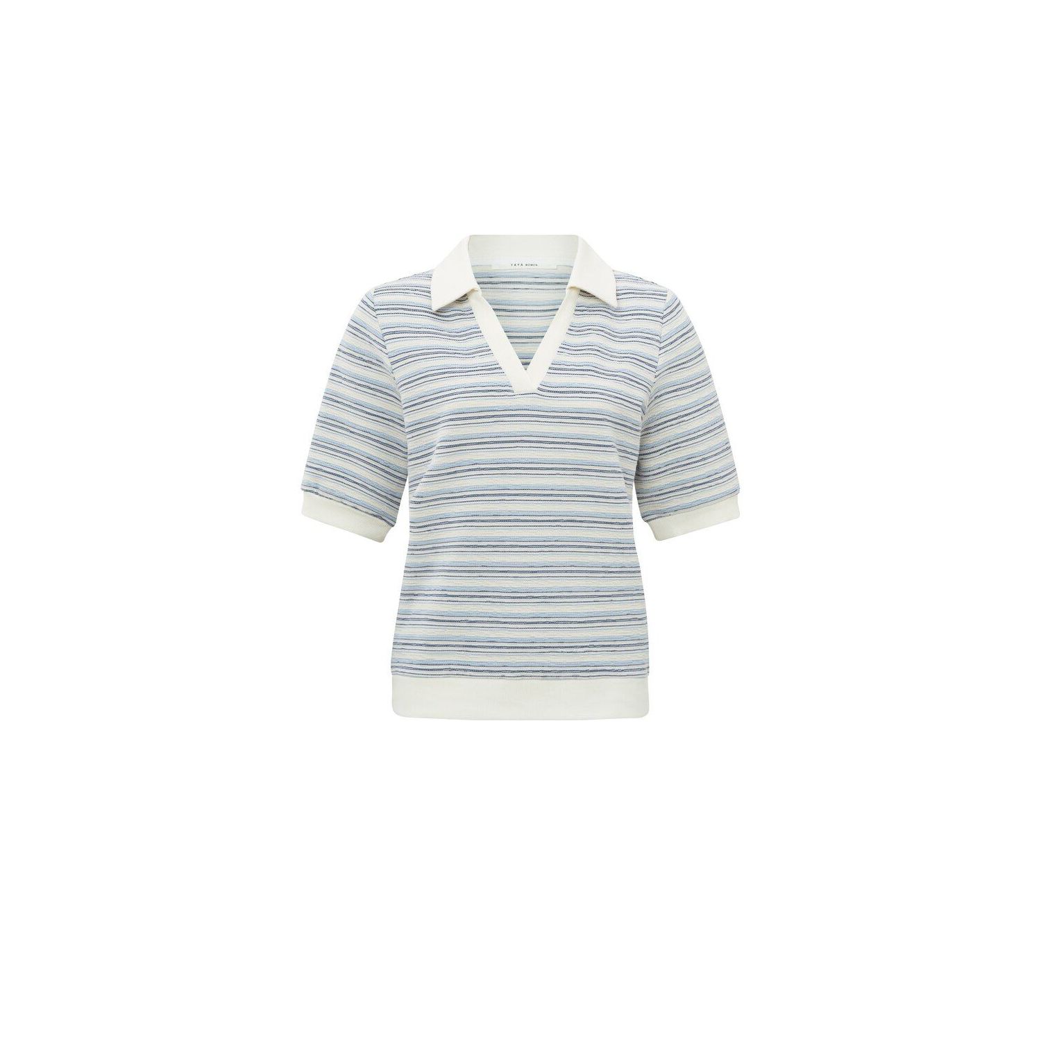 YAYA striped polo with rib details xenon blue dess