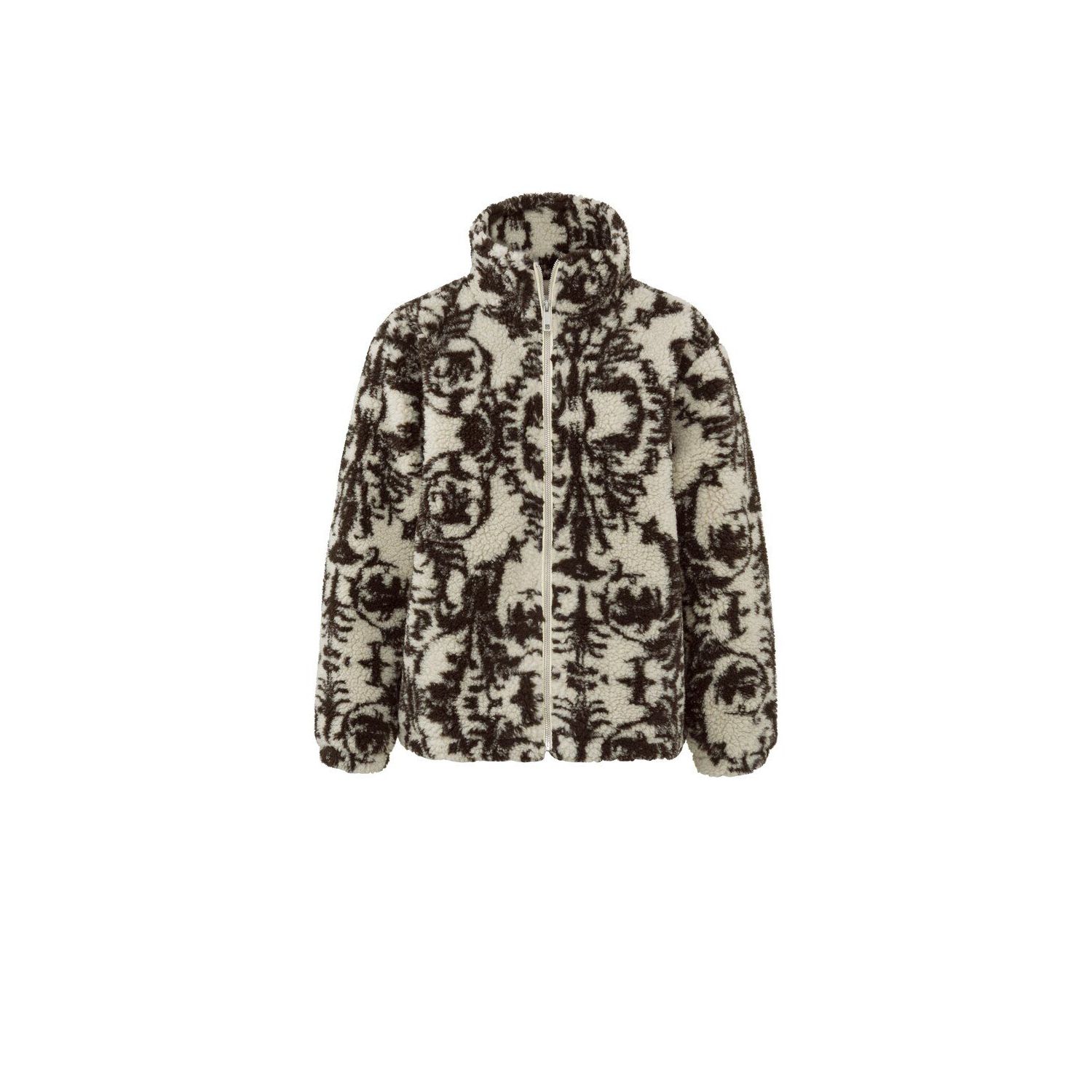 Yaya printed teddy jacket peyote beige dessin