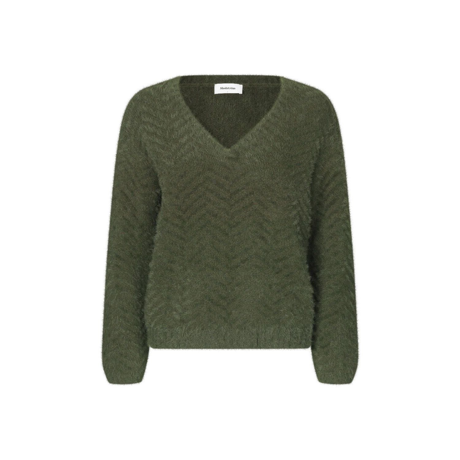 Modstrom floriaMD v-neck knit trui deep pine