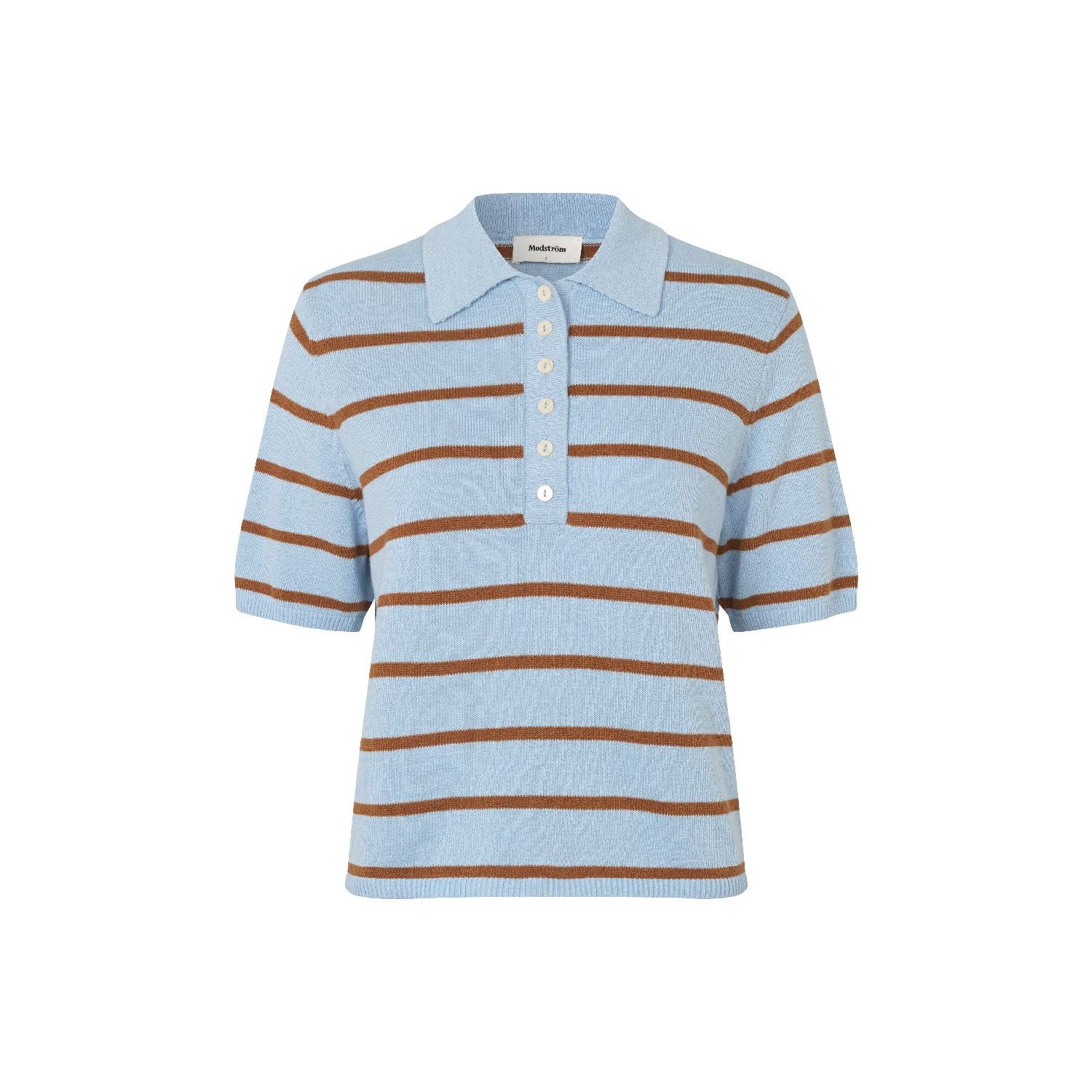 Modstrom malvamd s/s stripe polo cashmere nuth
