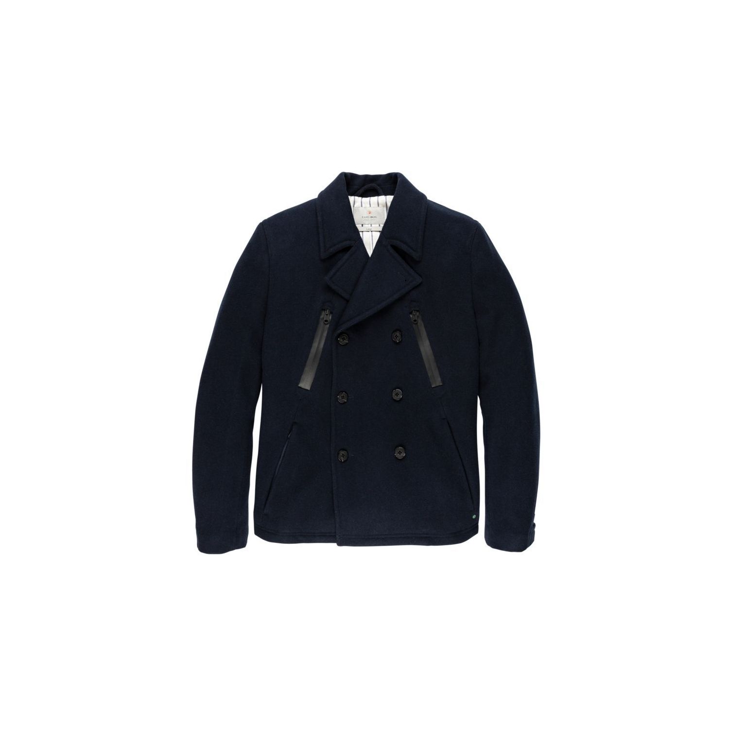 Cast iron button jacket hidden twill wool salute