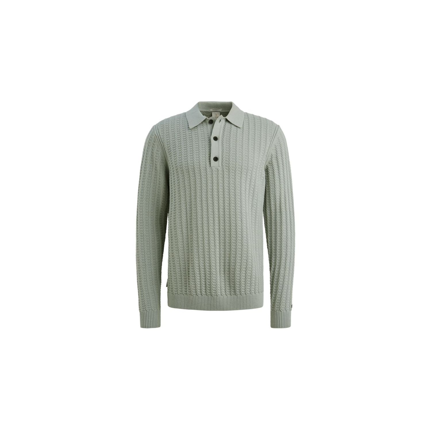 Cast Iron Long sleeve polo regular fit soft Slate 