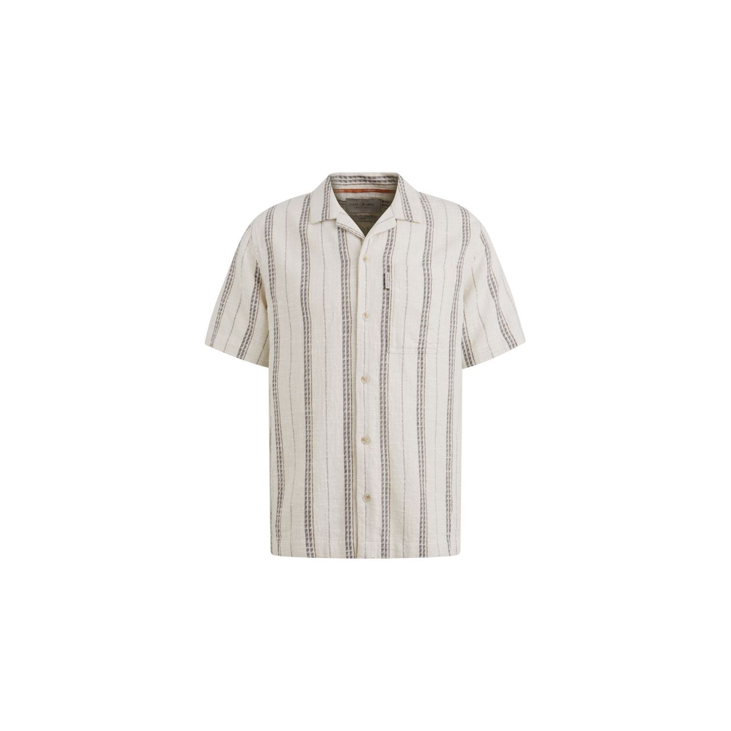 Cast iron s/s shirt yd stripe structure snow white