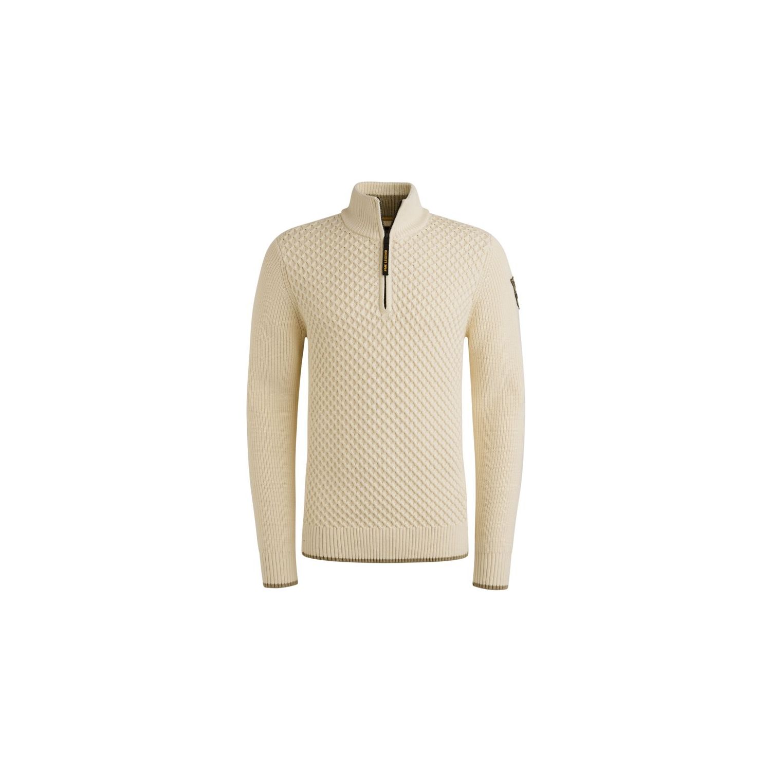 PME-Legend Half zip collar cotton mix yarn Bone Wh