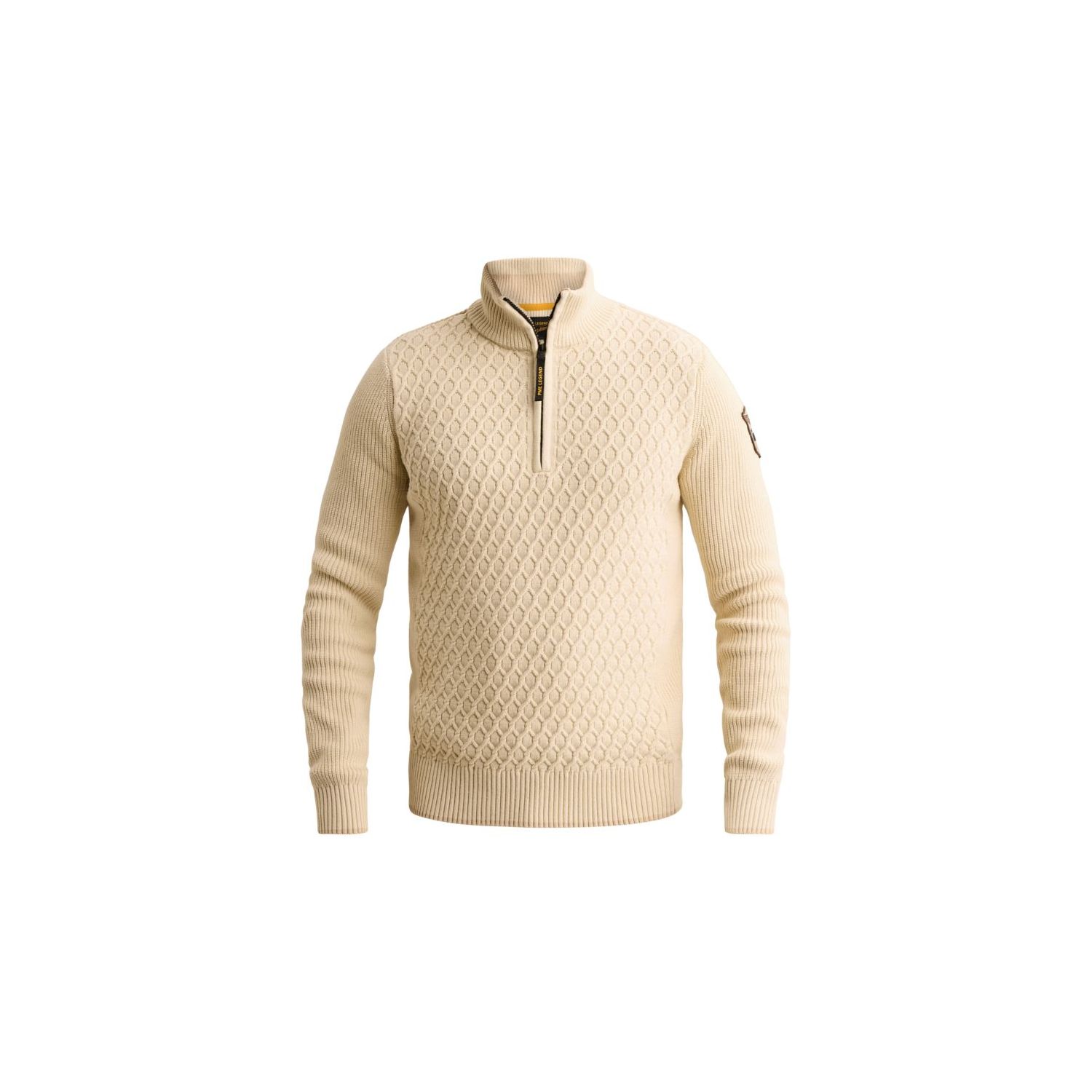 PME-Legend Half zip collar cotton mix yarn Bone Wh