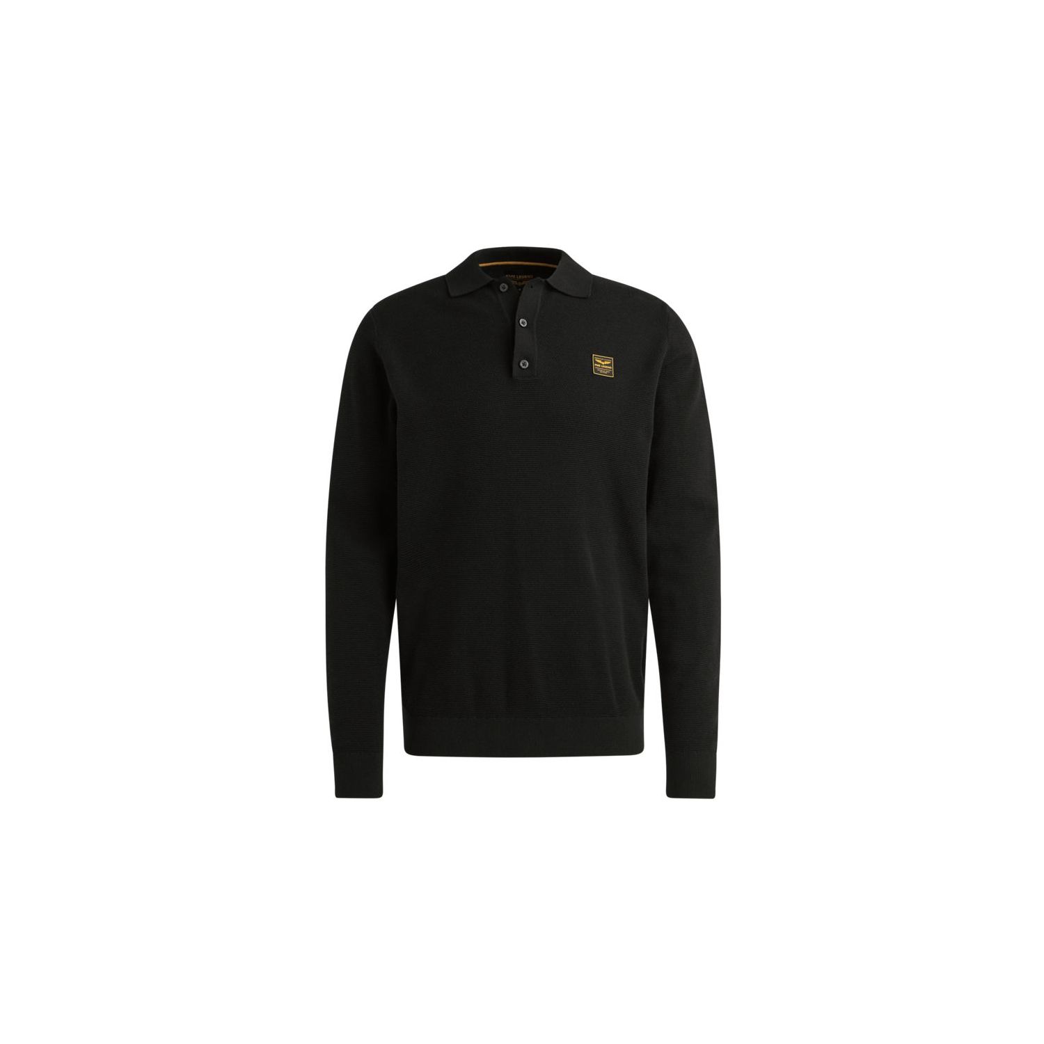 PME-Legend Long sleeve polo structure knit Black