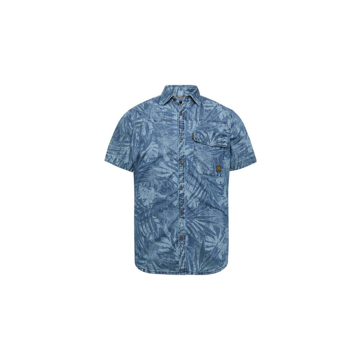 Pme legend s/s shirt print on denim real indigo