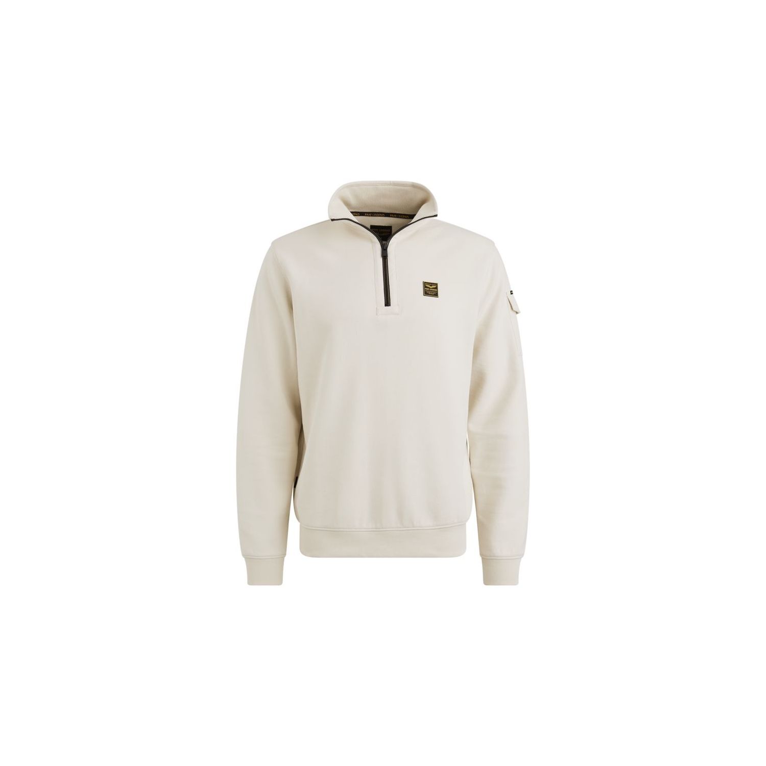 PME-Legend Half zip collar interlock jersey Bone W