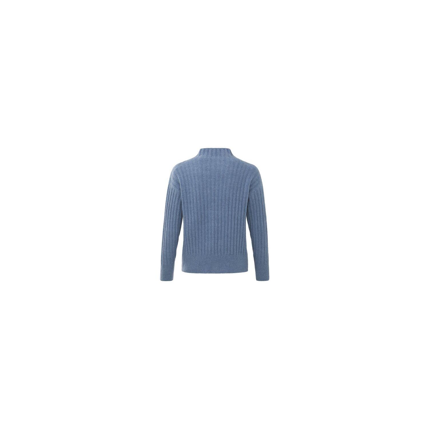 YAYA Collegiate Blue Fitted Ribbed Sweater With Front Seam