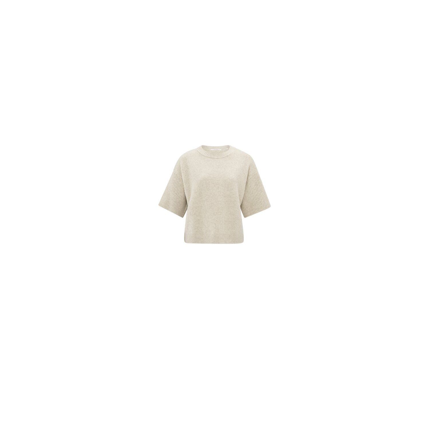YAYA sweater round neck short sleeve l. beige mela