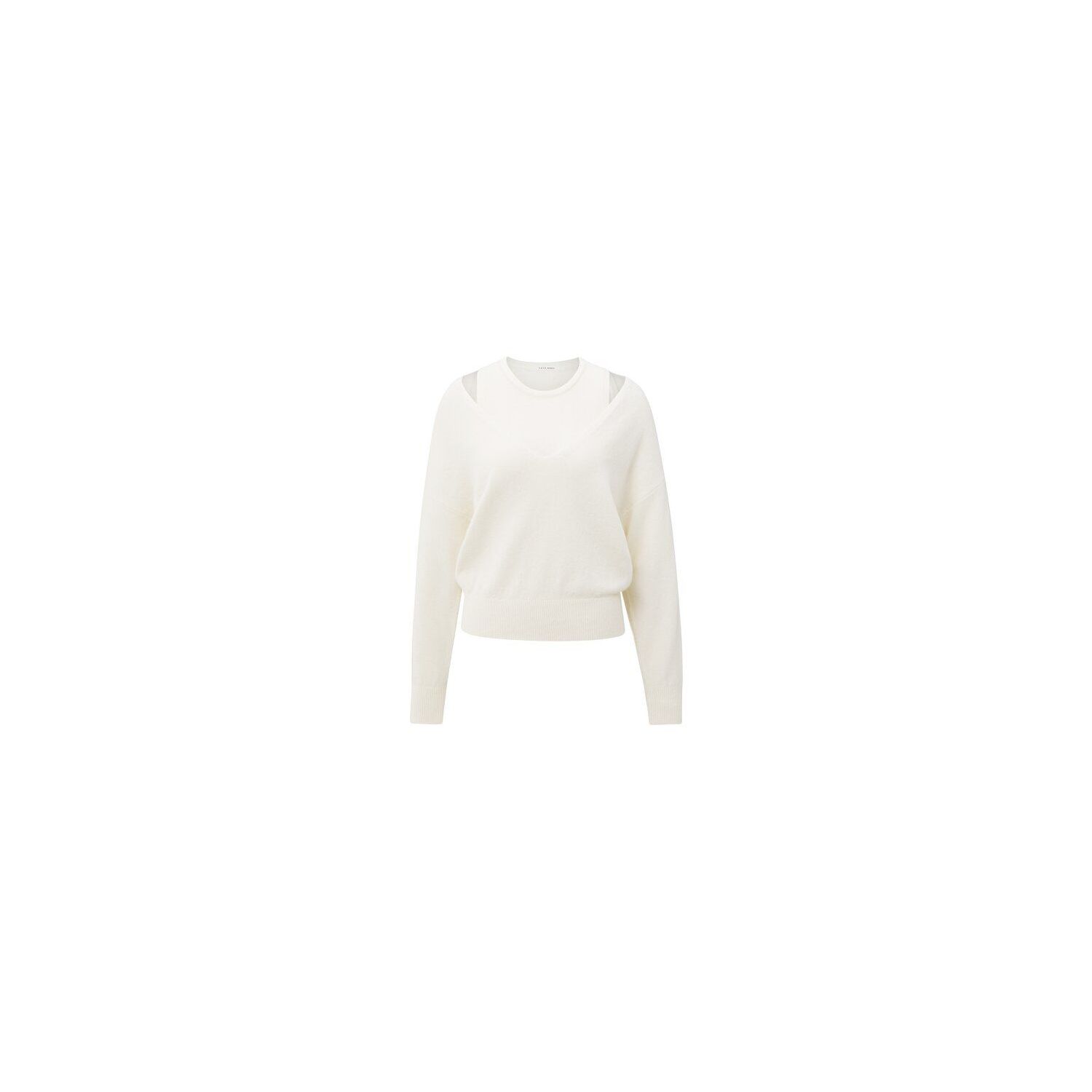 YAYA V-hals trui met top off white knit melan