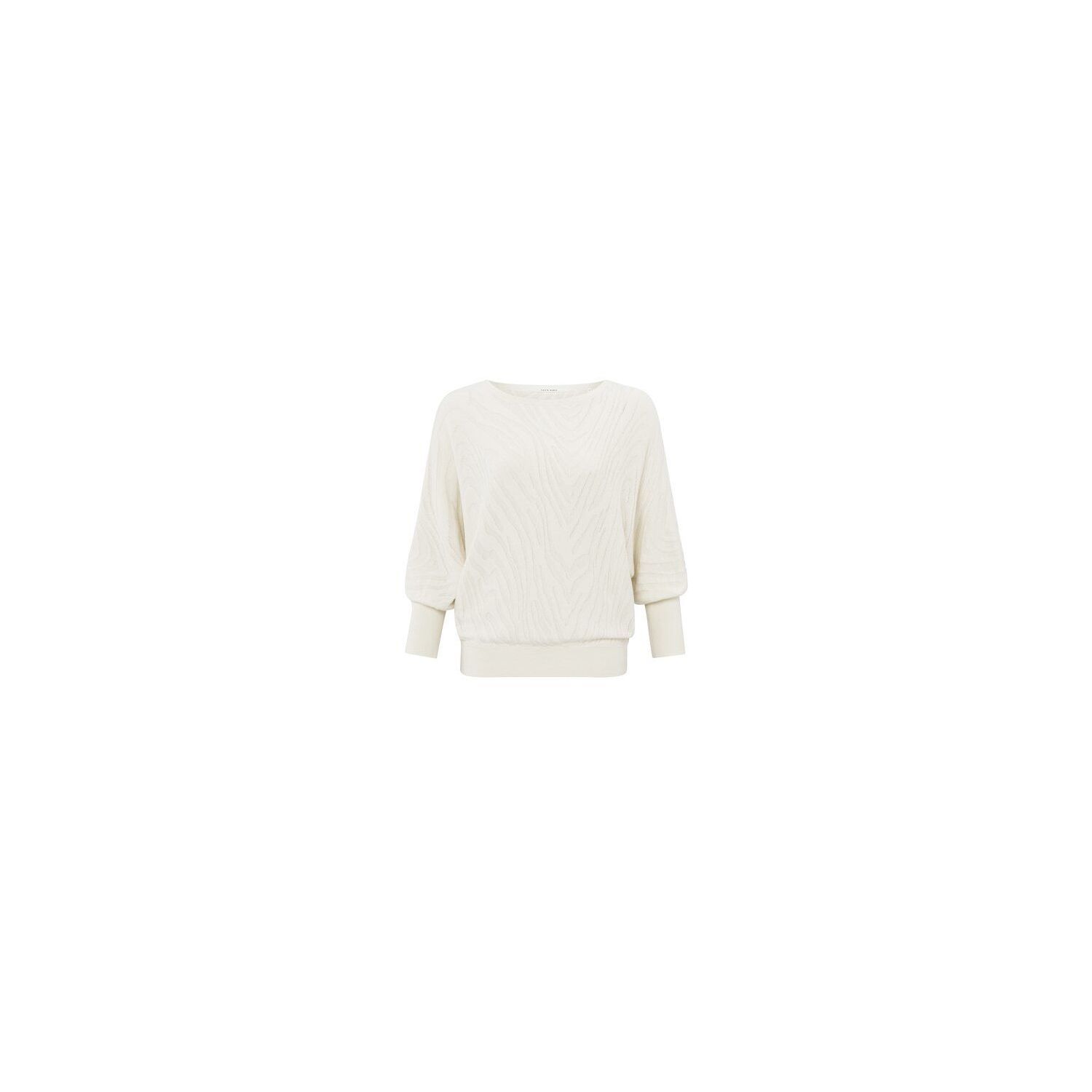 YAYA Jaquard sweater with boat neck off white