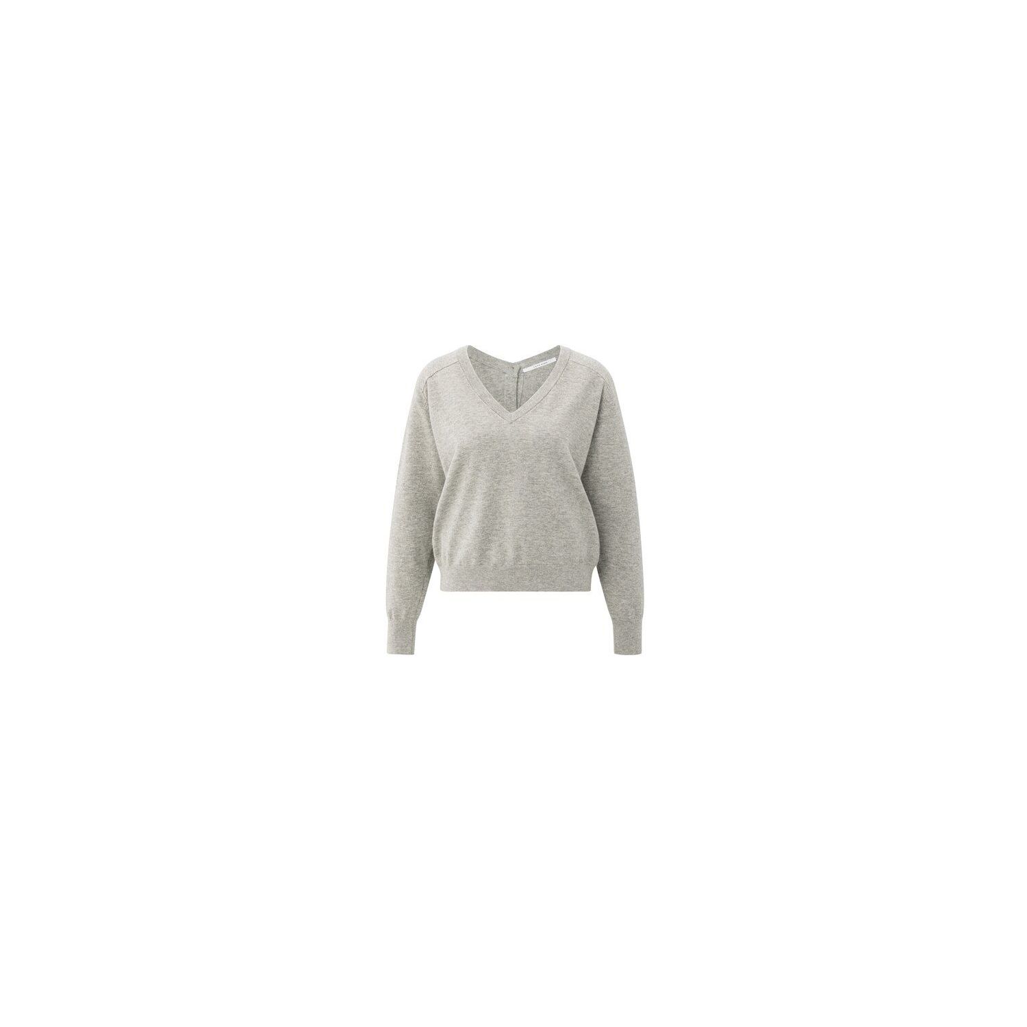 YAYA Sweater met dubbele V-hals brownish grey