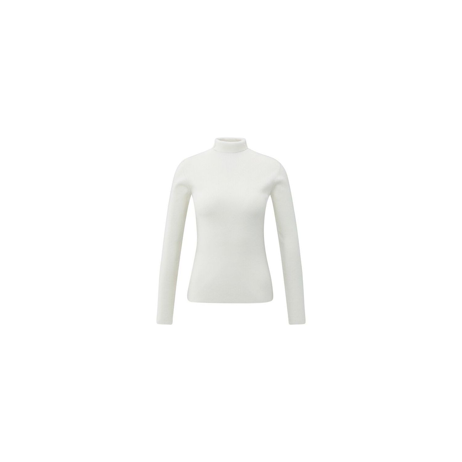 YAYA Fijne ribtrui met col early frost white