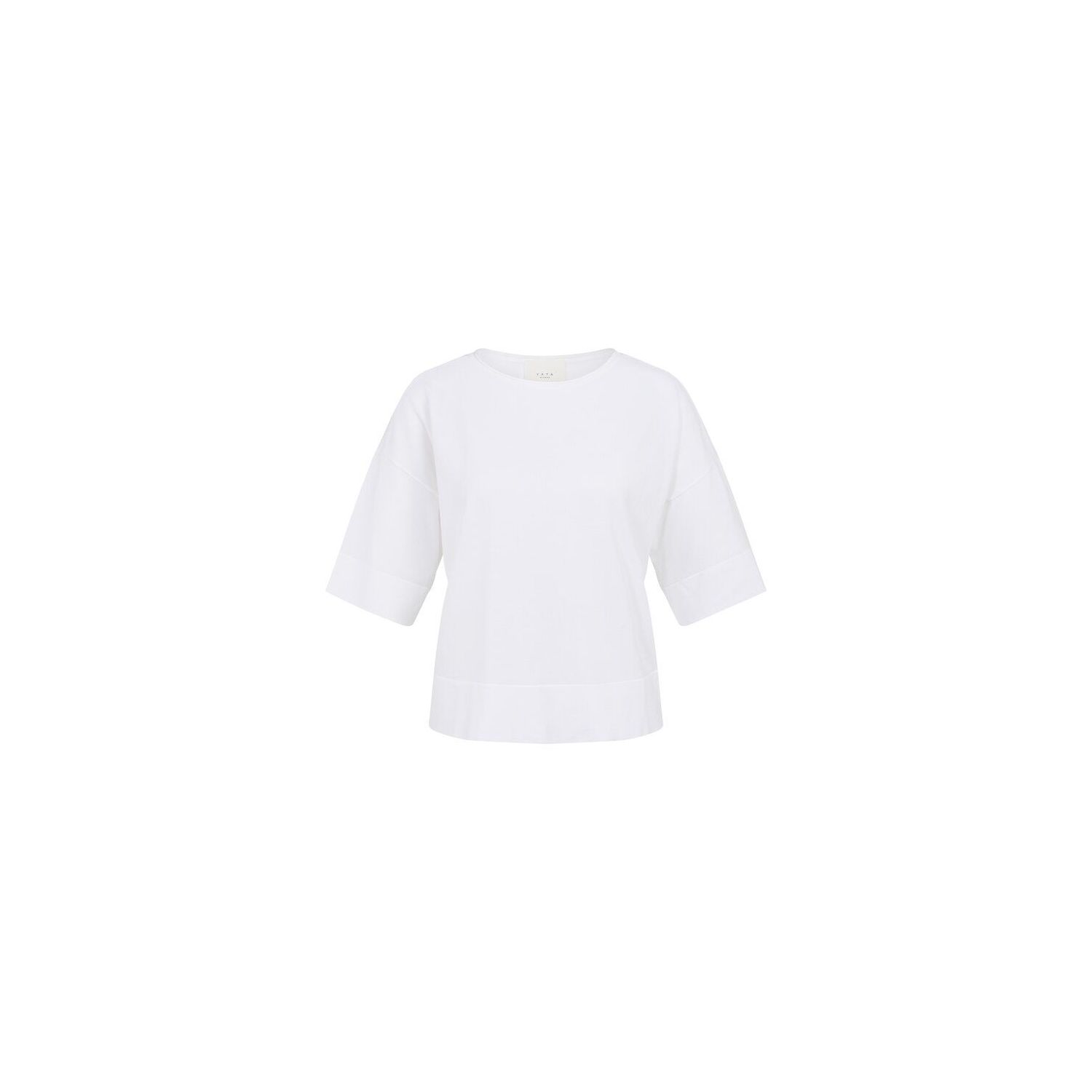 YAYA Boothals oversized fijngebreid pure white
