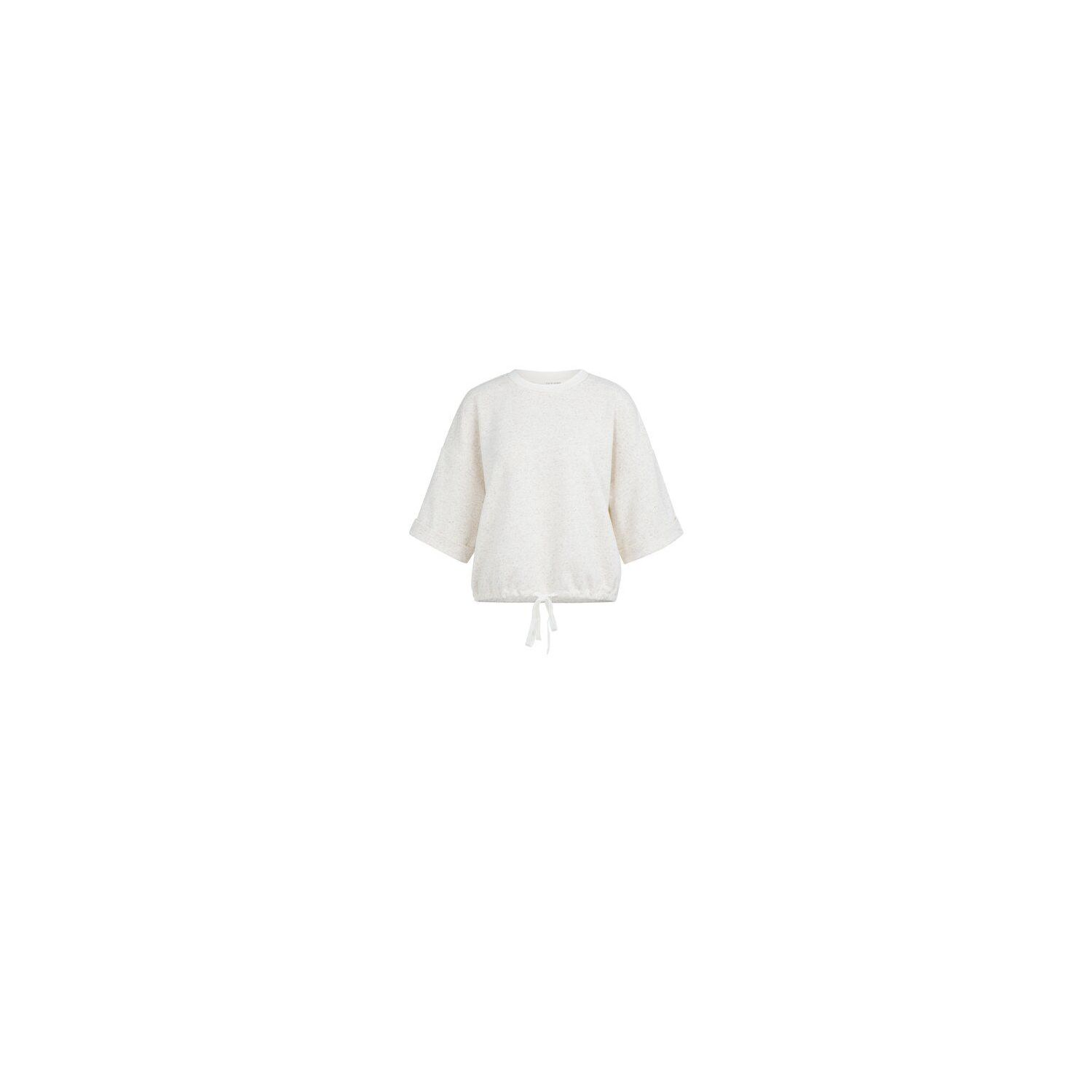 YAYA Short sleeve sweatshirt with r ivory white me