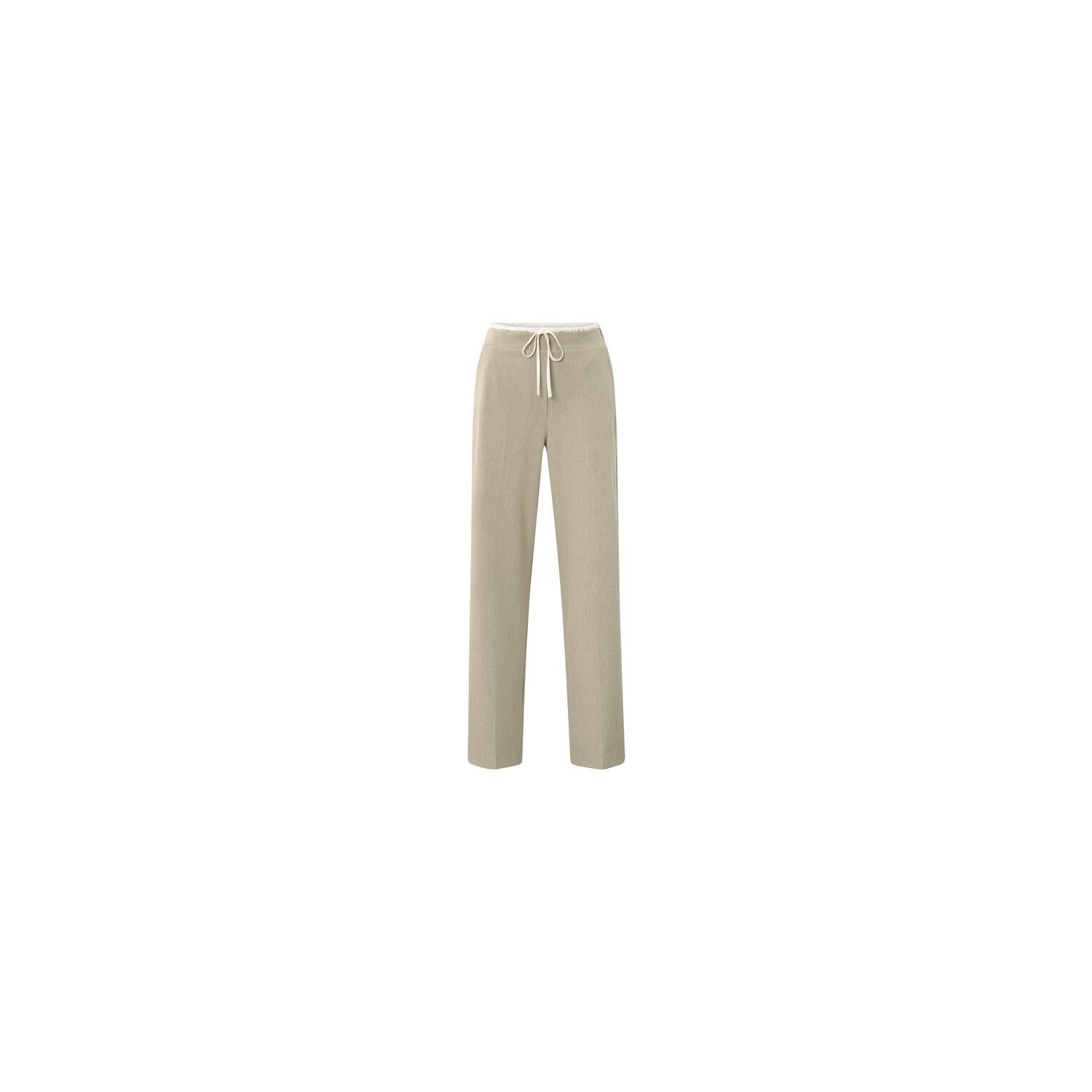 YAYA Broek met contrast tailleband sand beige mela