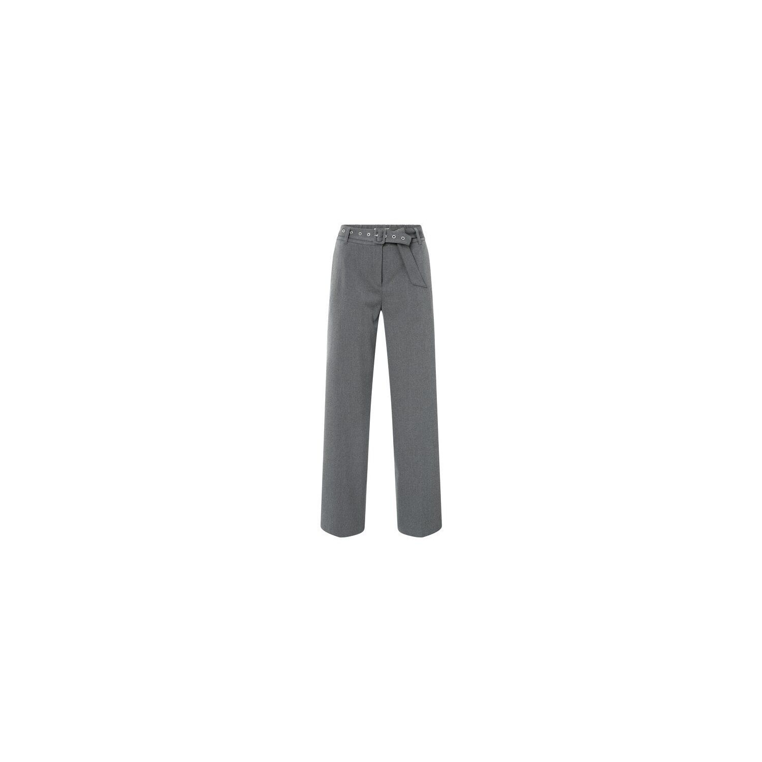 YAYA Geweven broek met ceintuur anthracite melange
