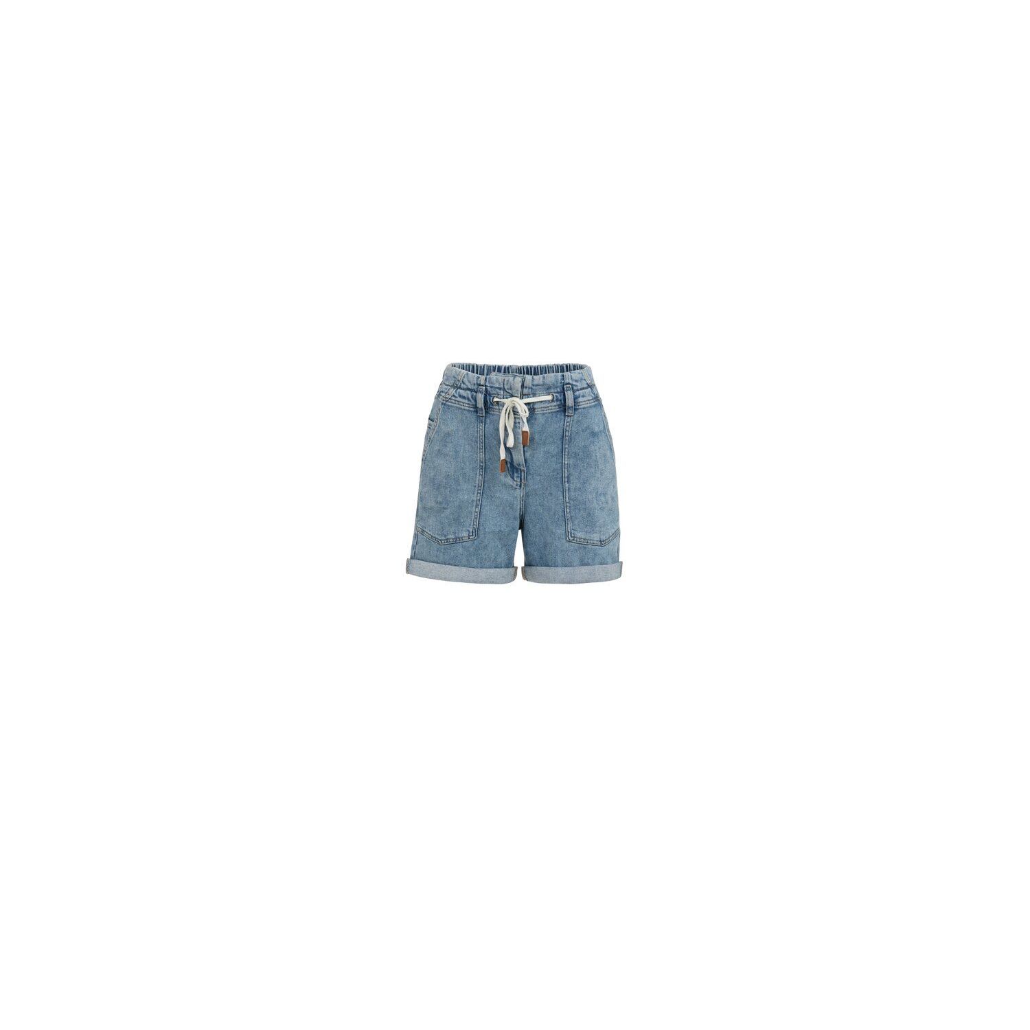YAYA Loose fit worker shorts mid blue denim