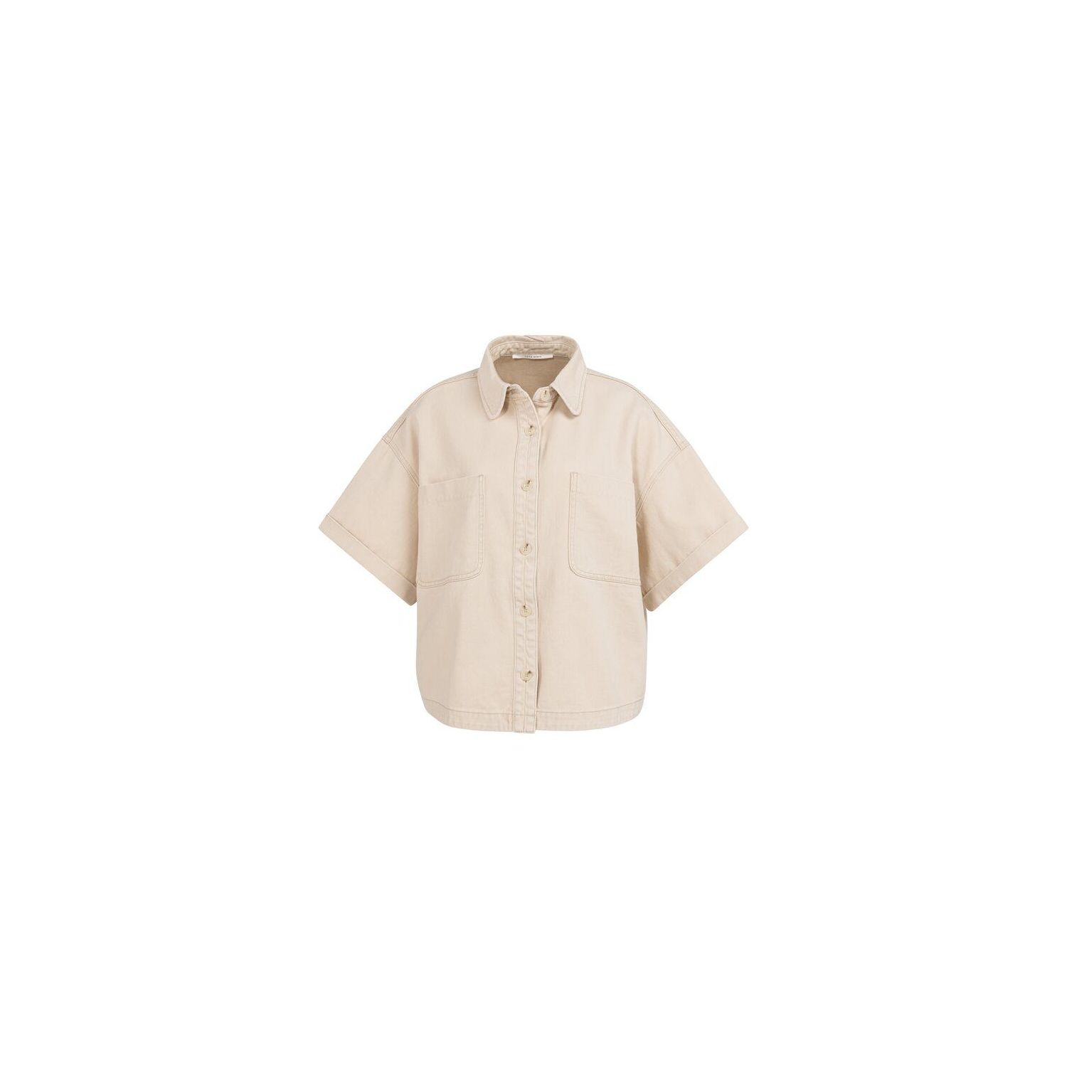 YAYA Denim jasje met korte mouwen desert beige den