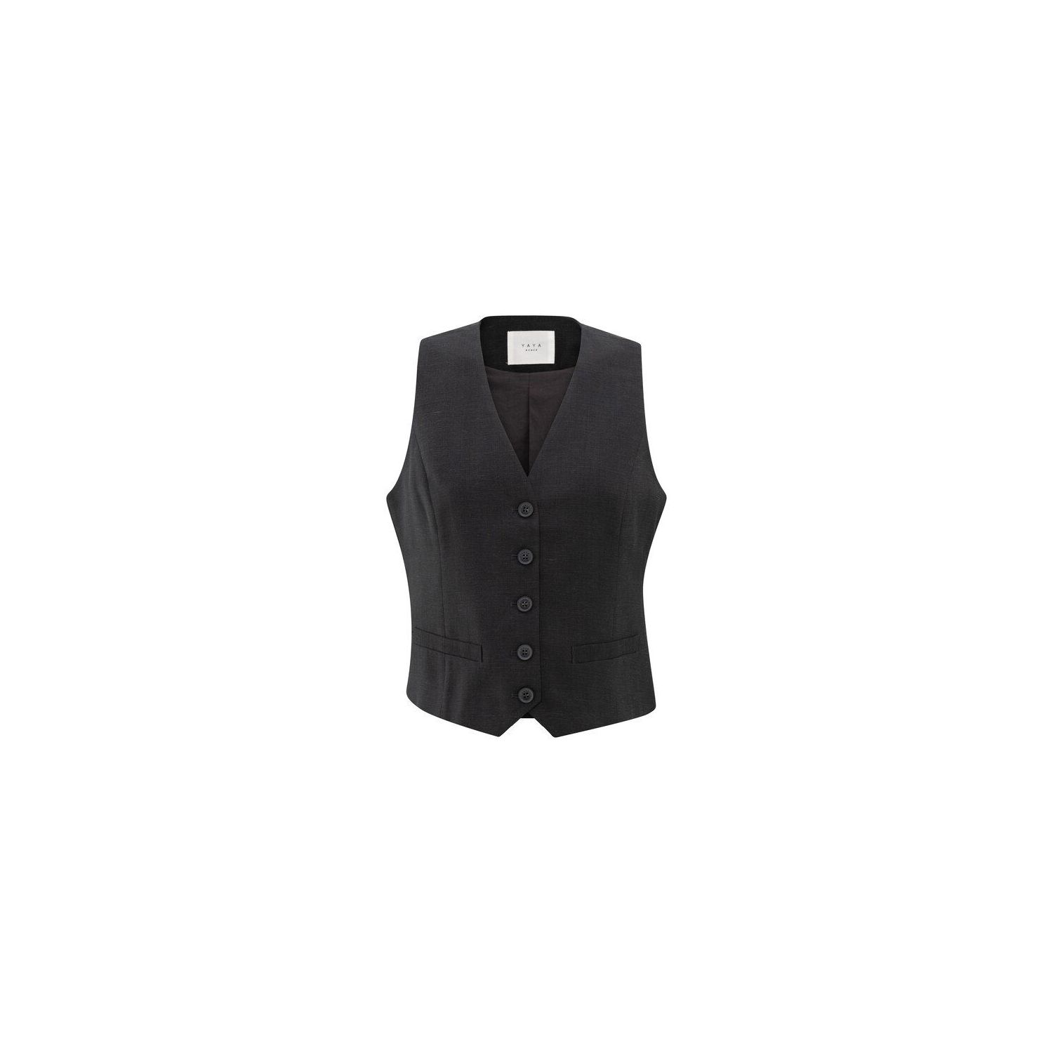 YAYA Linen blend gilet washed black