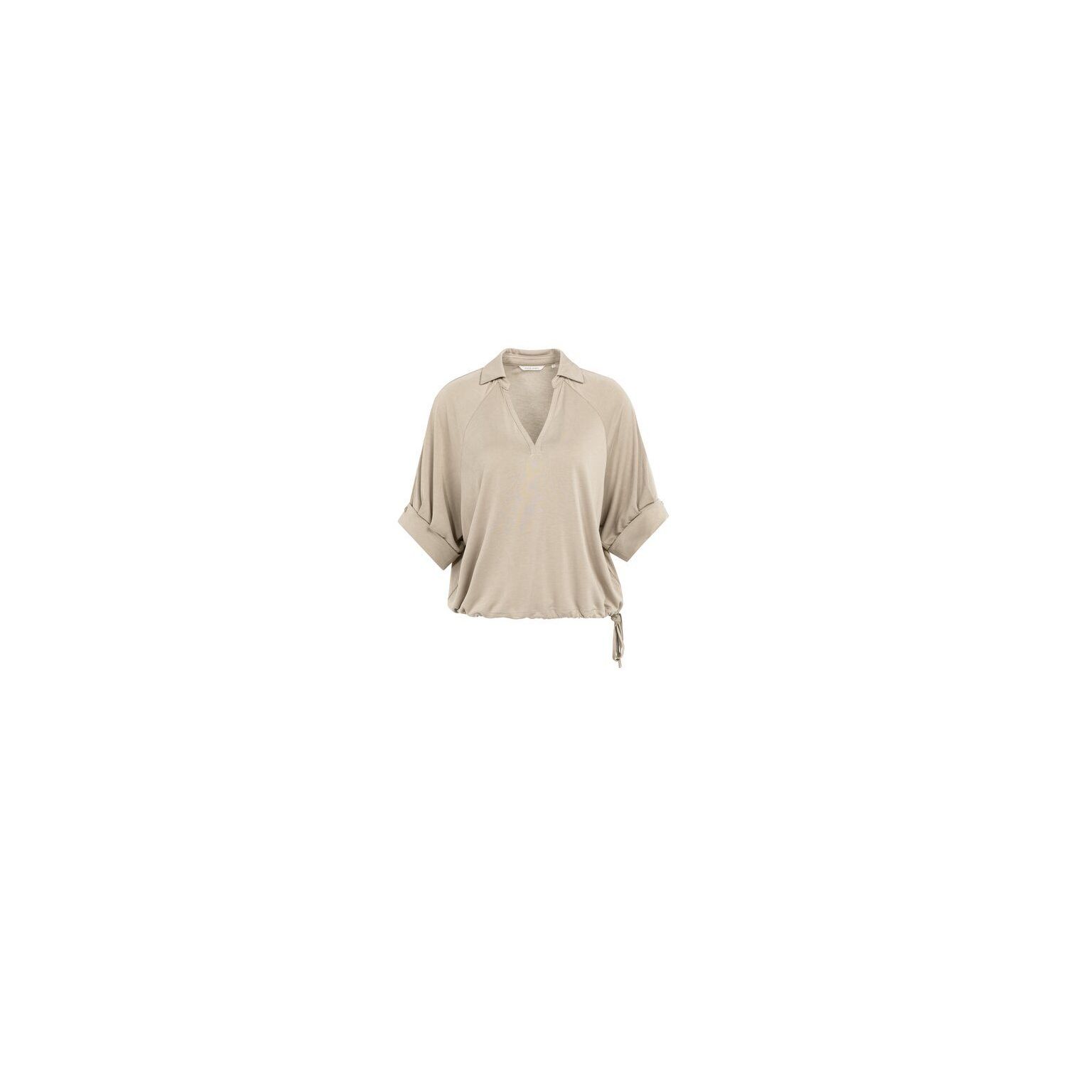 YAYA Jersey top with pleated sleeve crockery brown