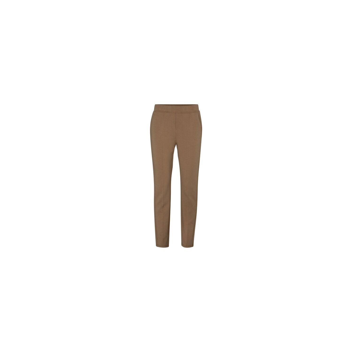 Yaya jersey scuba trousers cotton blend dark sand