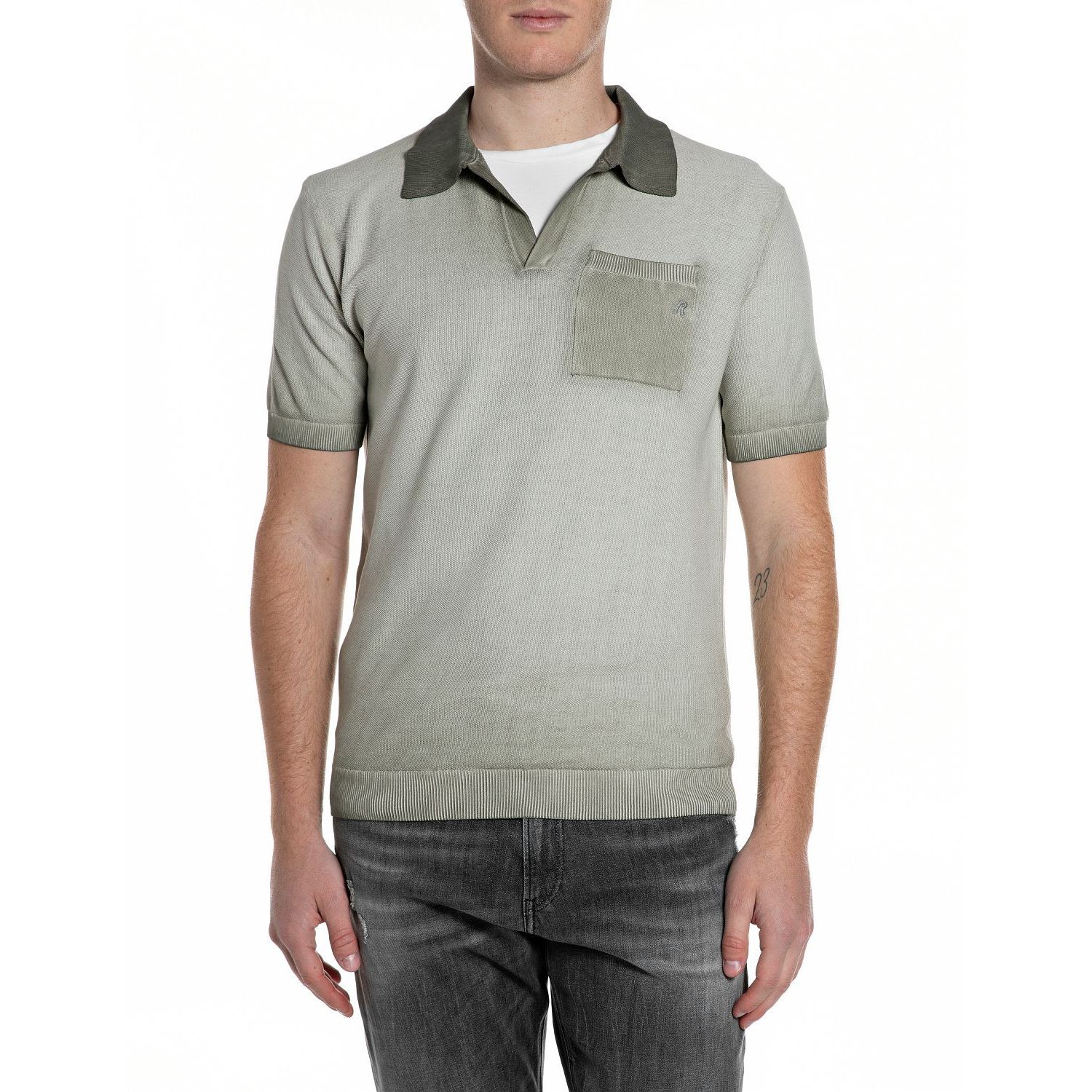 Replay knit uk4704 g20785a grijs