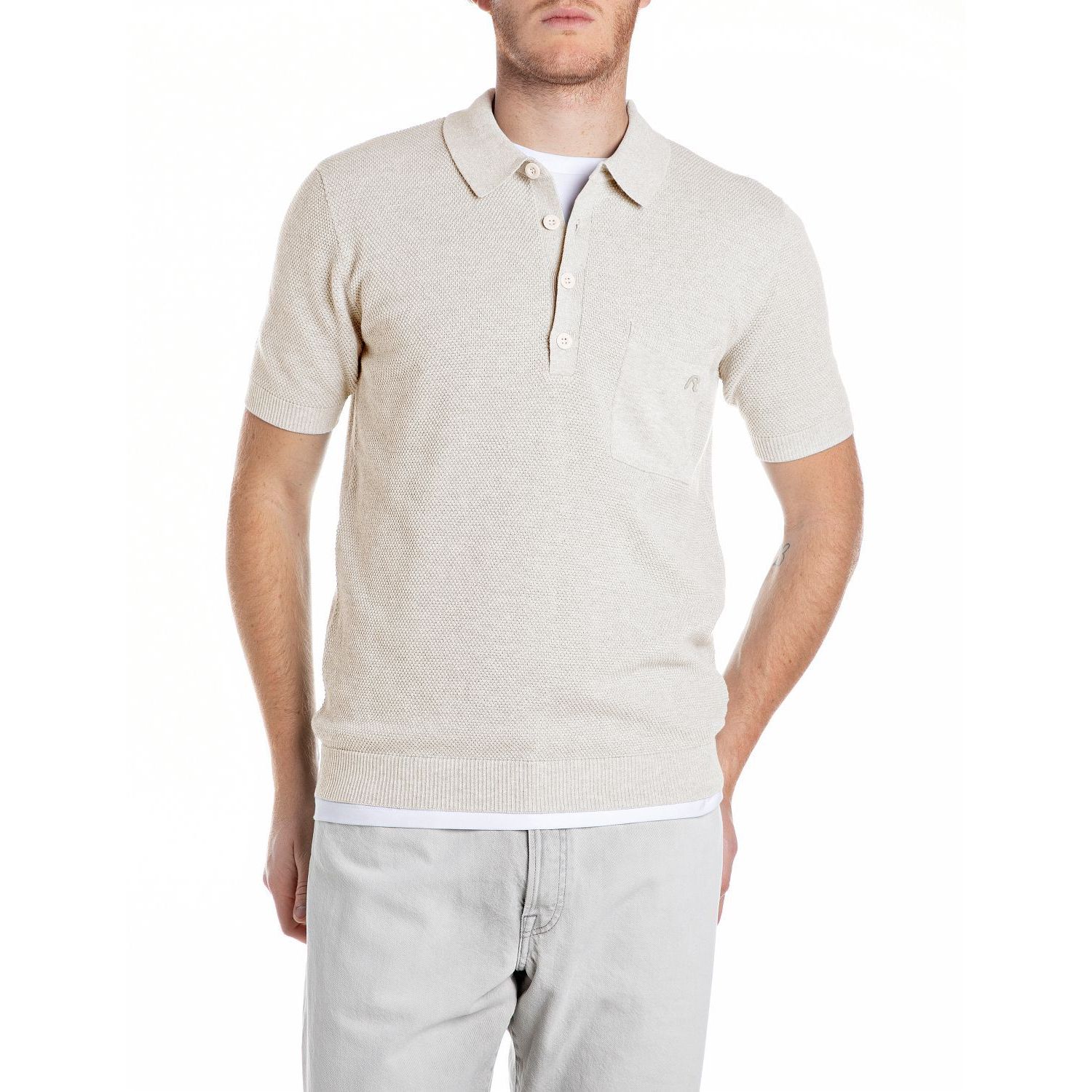 Replay uk4708 g23774 trui mesh ivory